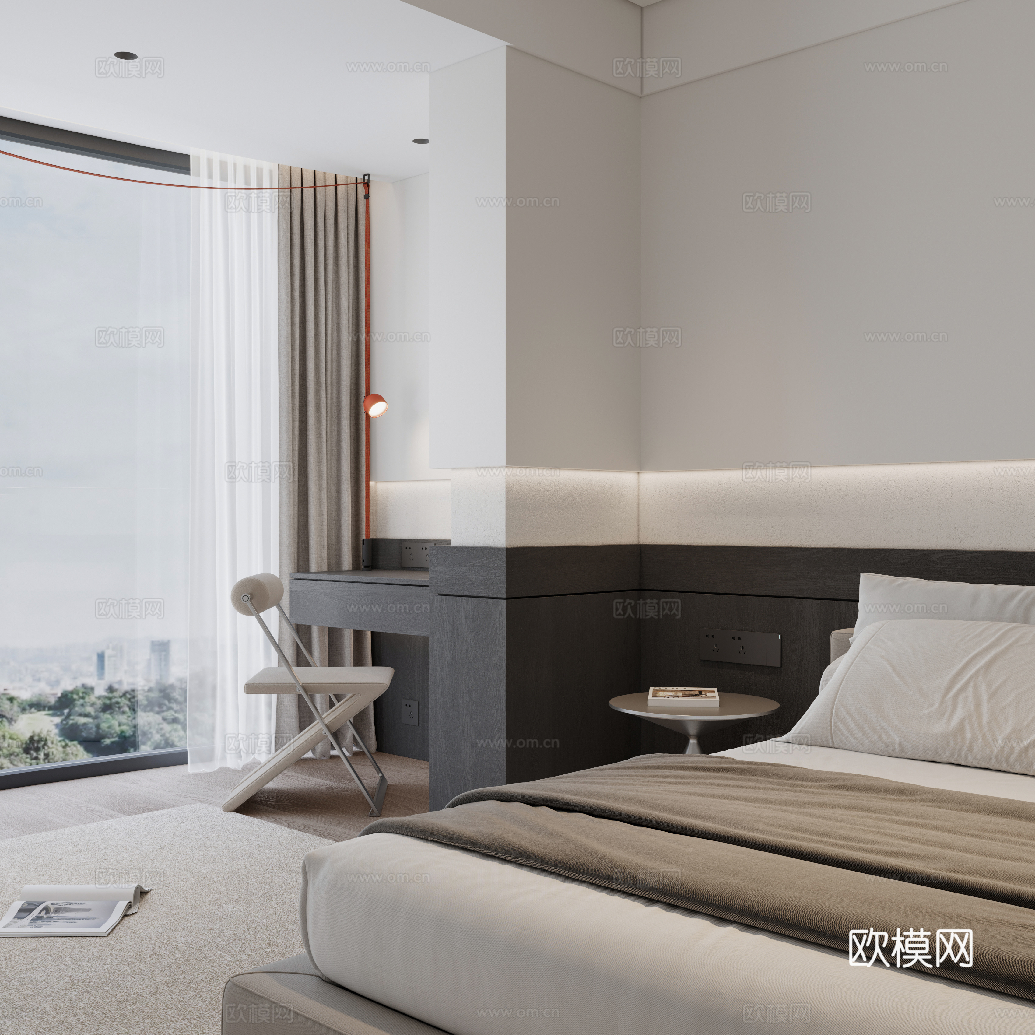现代极简主卧3d模型
