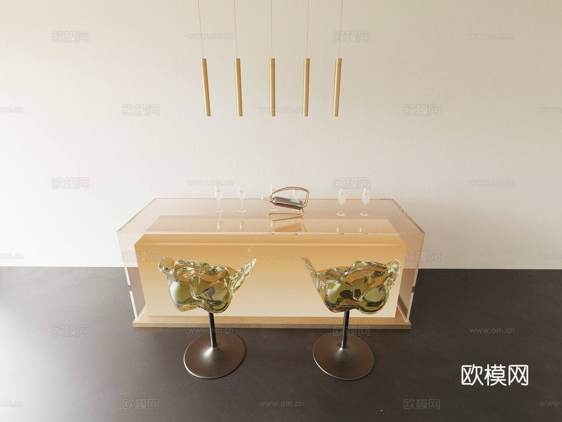 岛台 吧台 餐桌椅组合3d模型