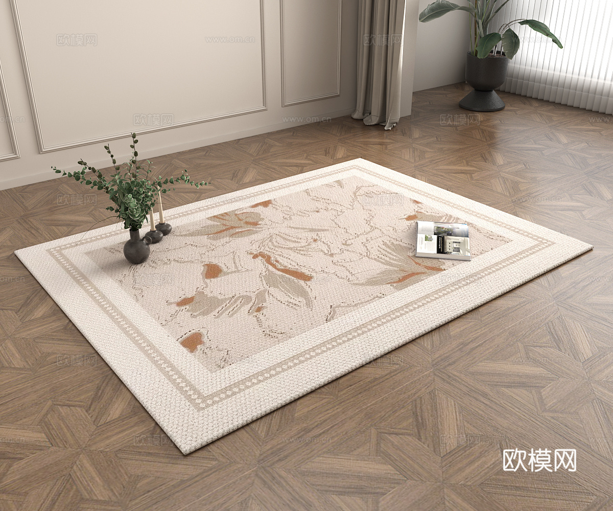 法式客厅卧室地毯3d模型