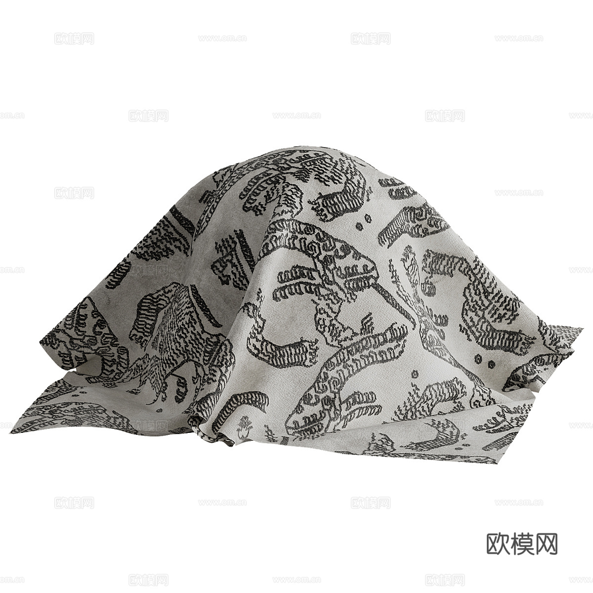 新中式丝绒布料材质3d模型