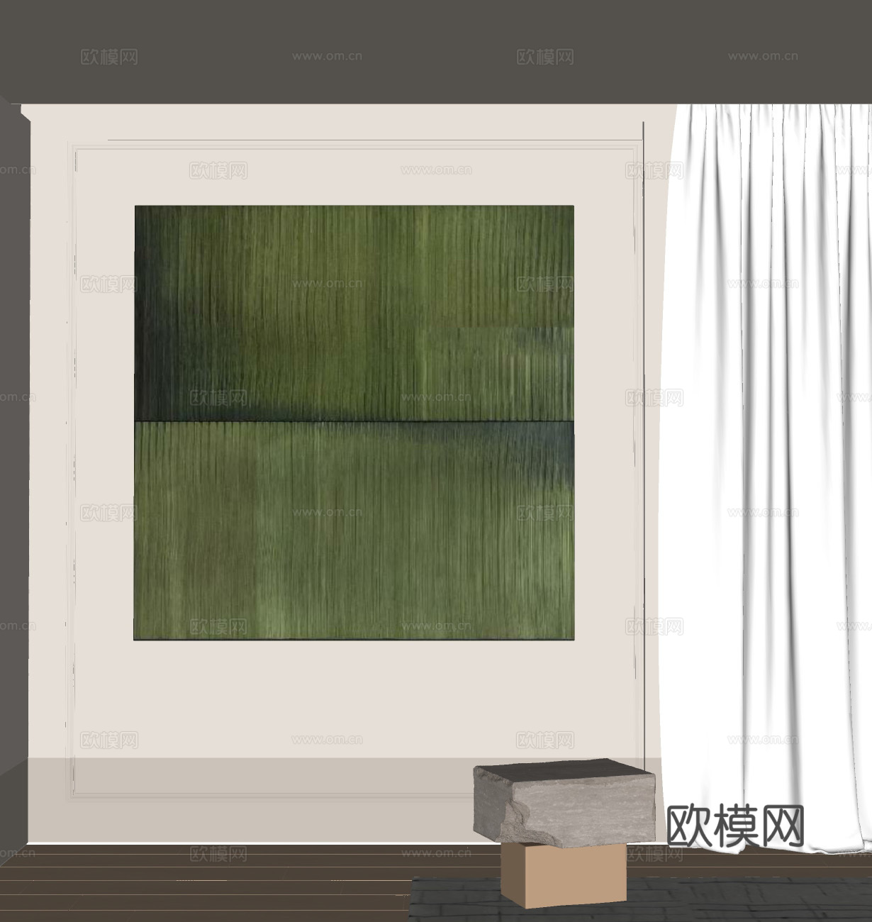 现代中古挂画 中古风挂画 复古挂画 玄关挂画 书房挂画 油画su模型