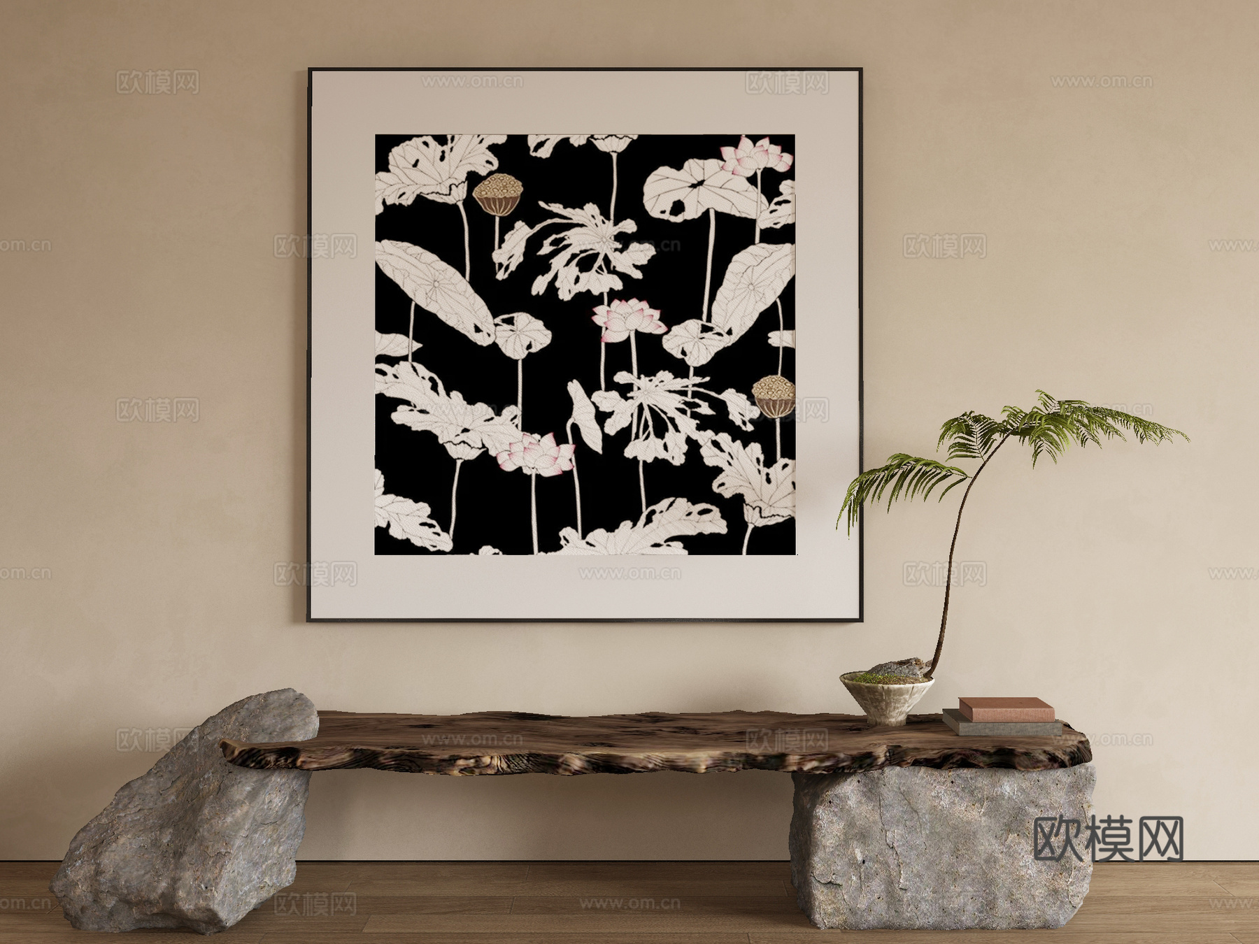 新中式侘寂挂画 油画3d模型