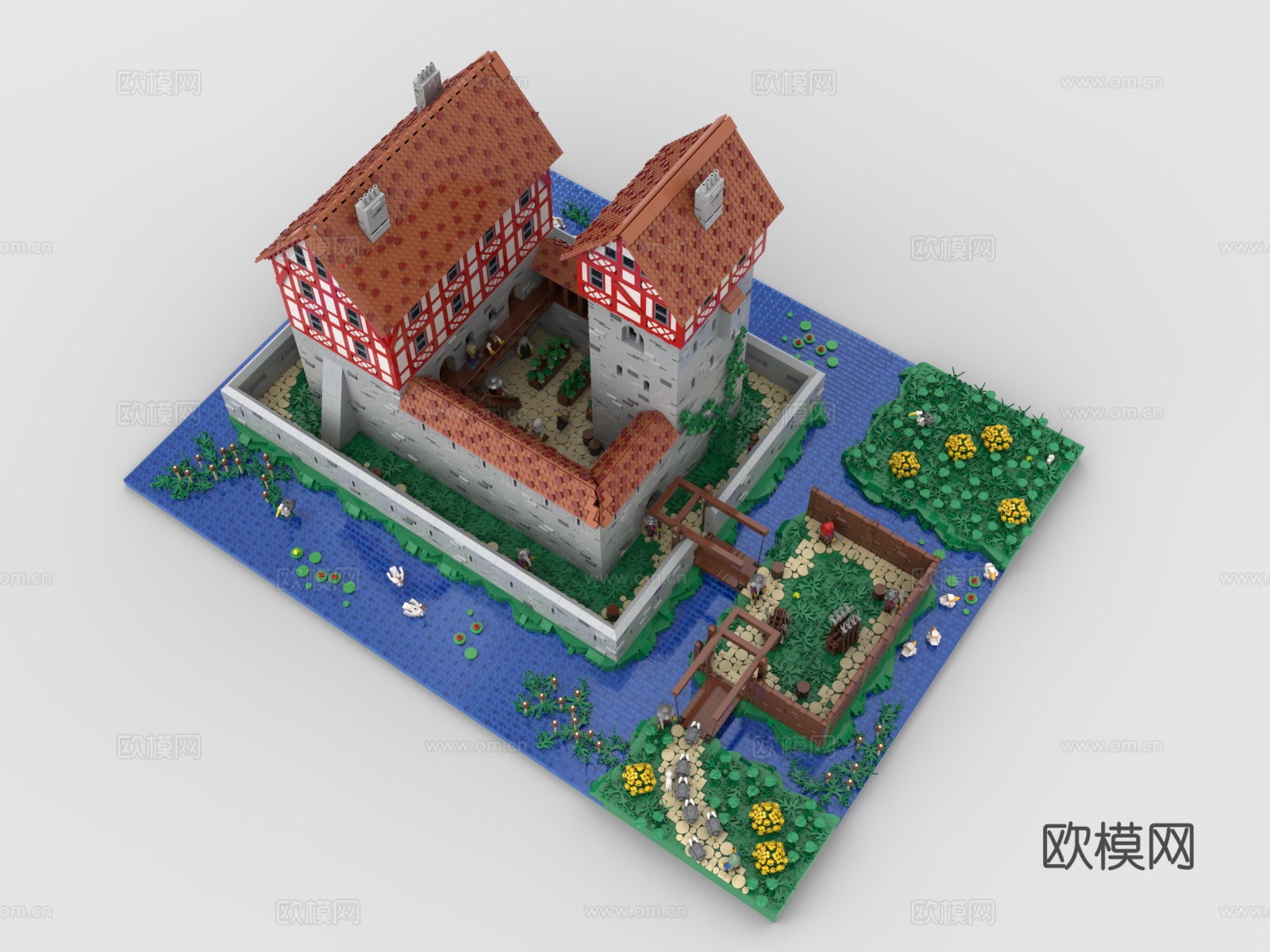 乐高 LEGO 玩具 积木 欧洲 中世纪 城堡3d模型下载（渲染图1）