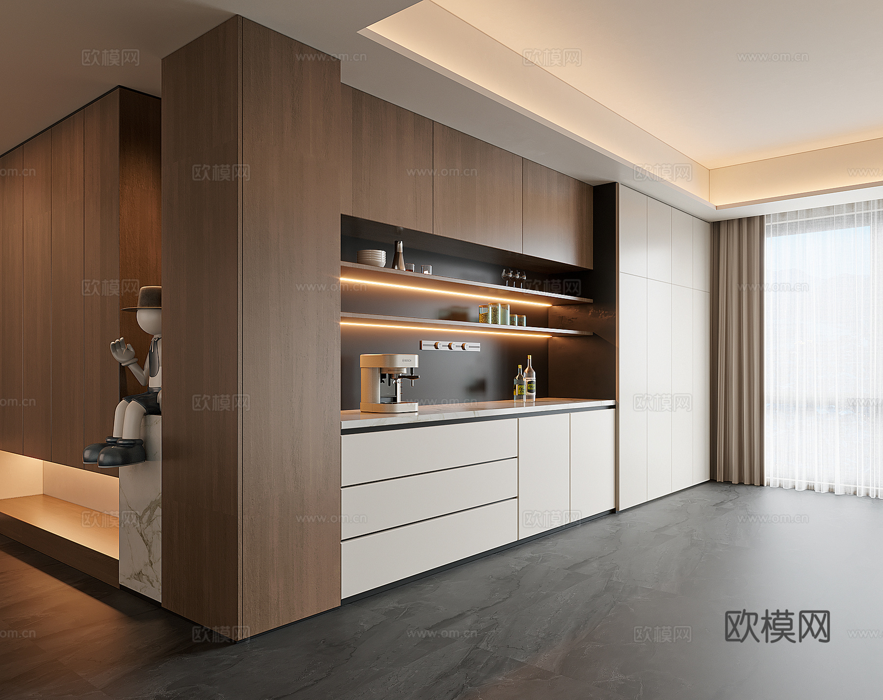 现代餐边柜3d模型下载