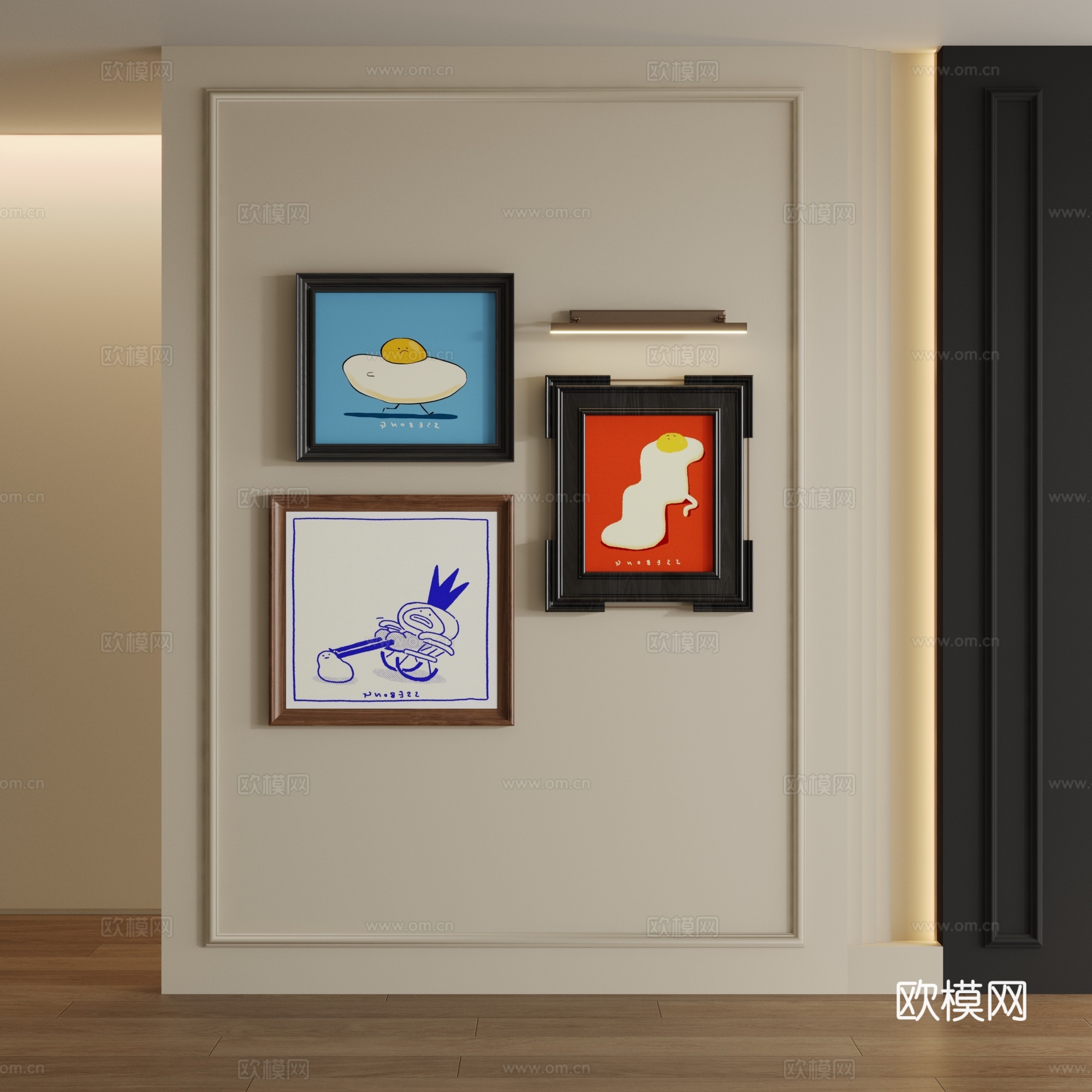 中古风装饰画3d模型