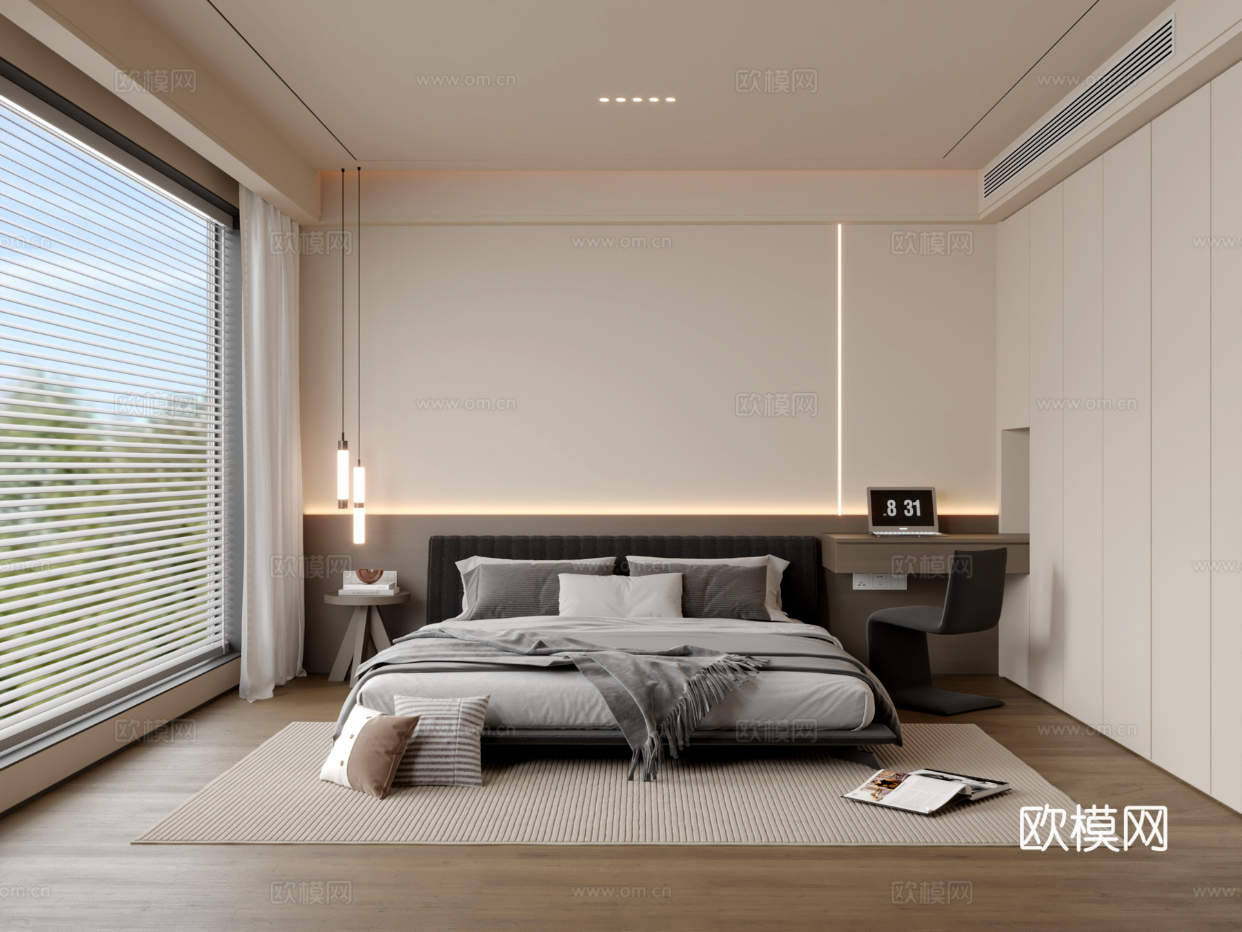 现代简约卧室3d模型
