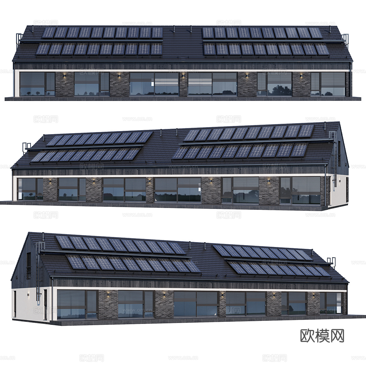 现代意式联排住宅外观3d模型