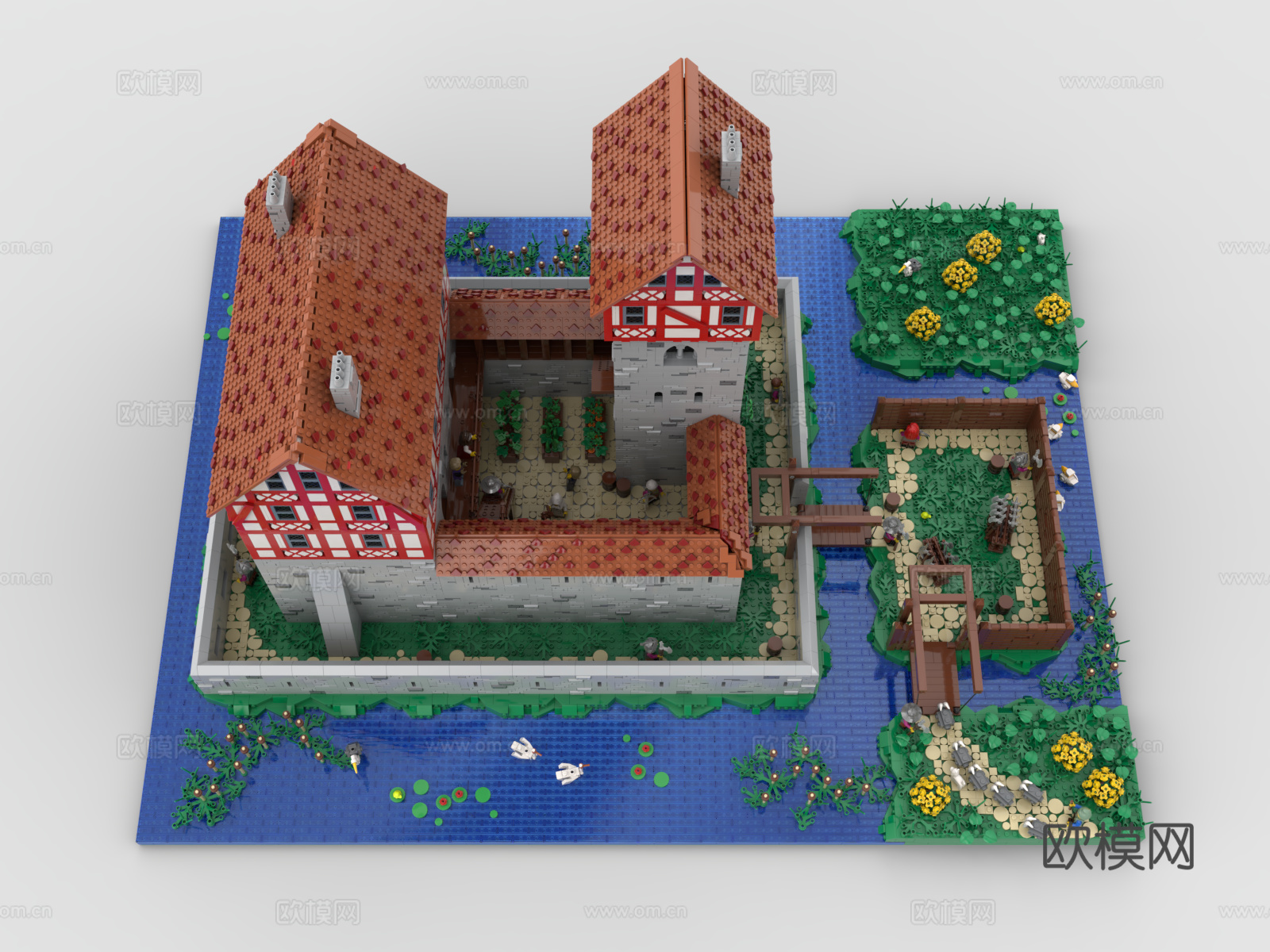 乐高 LEGO 玩具 积木 欧洲 中世纪 城堡3d模型下载（渲染图2）