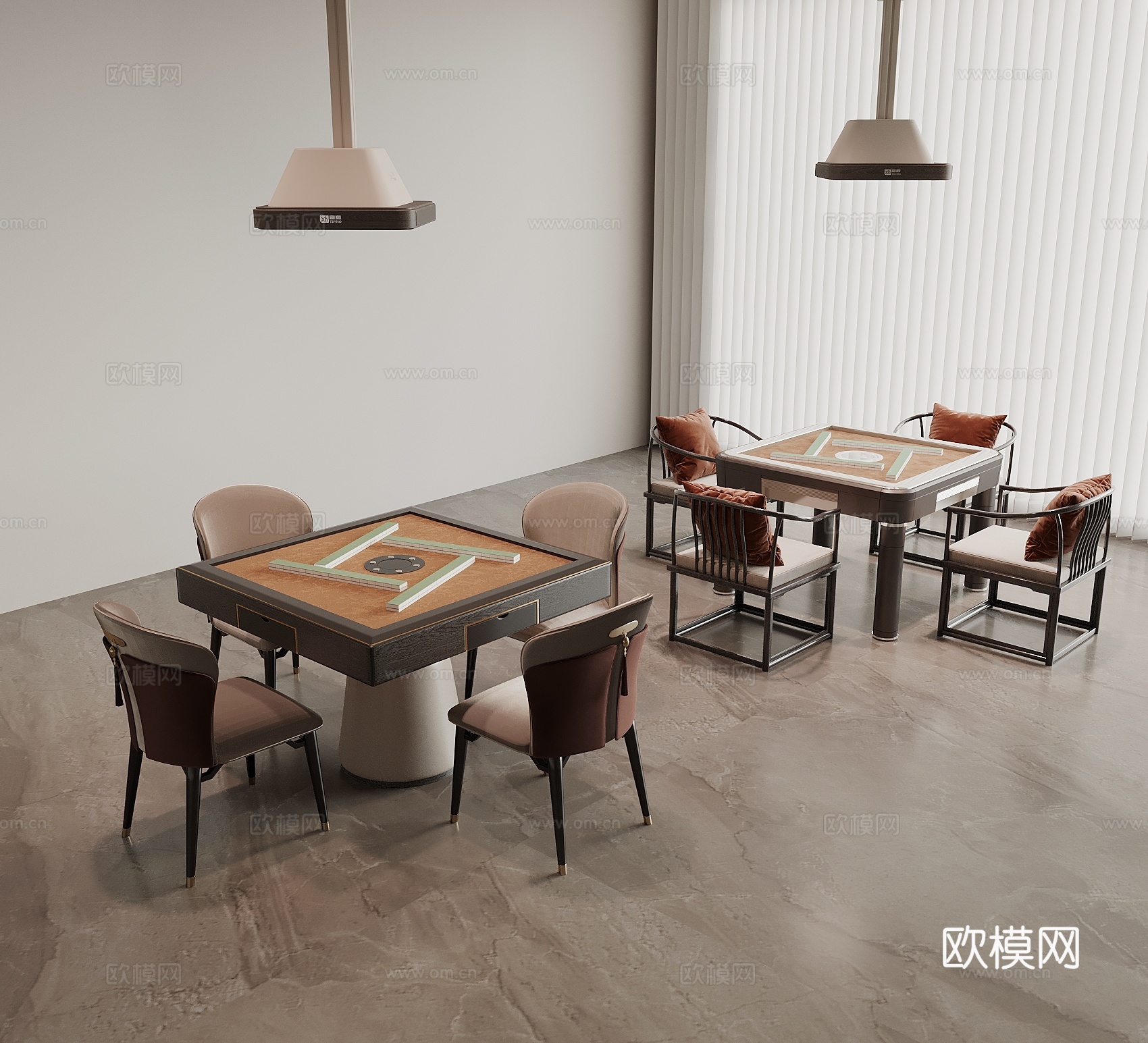 宋氏新中风麻将桌 中古风麻将桌 现代麻将桌 娱乐桌 棋牌桌3d模型