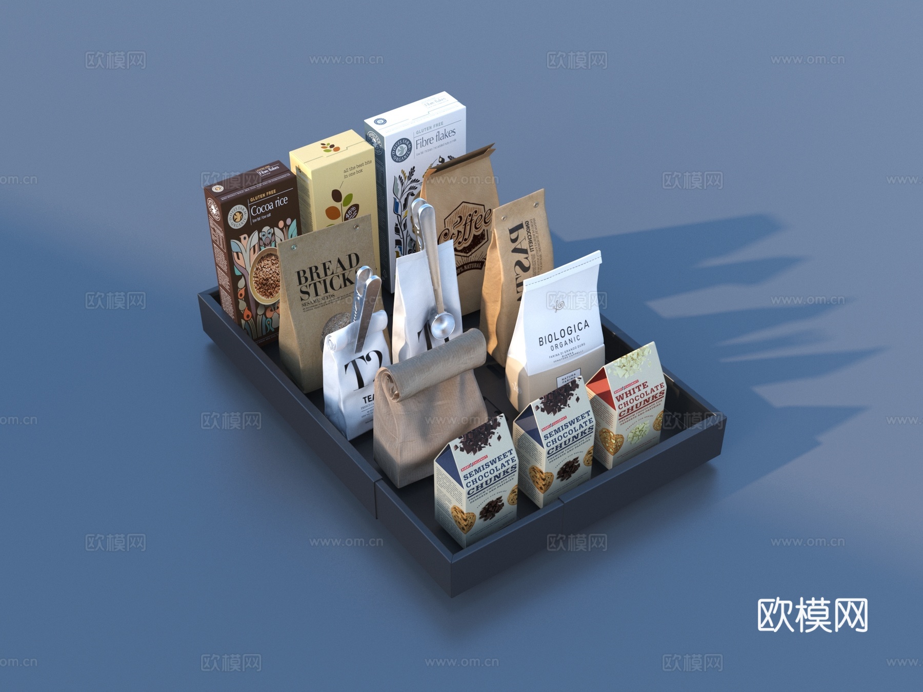纸袋 咖啡袋 茶袋 包装袋 纸盒 饼干3d模型