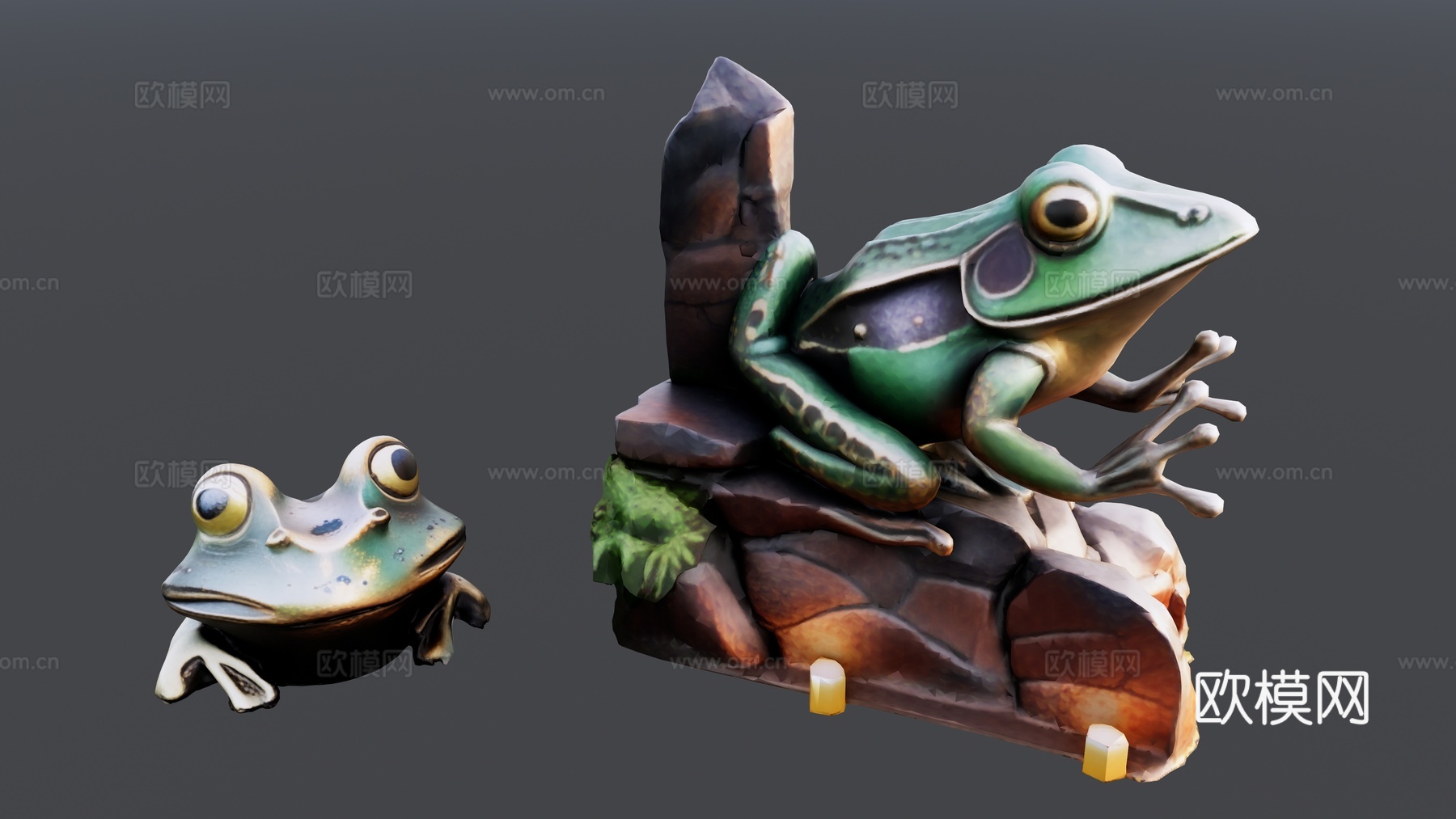 青蛙雕塑组合su模型