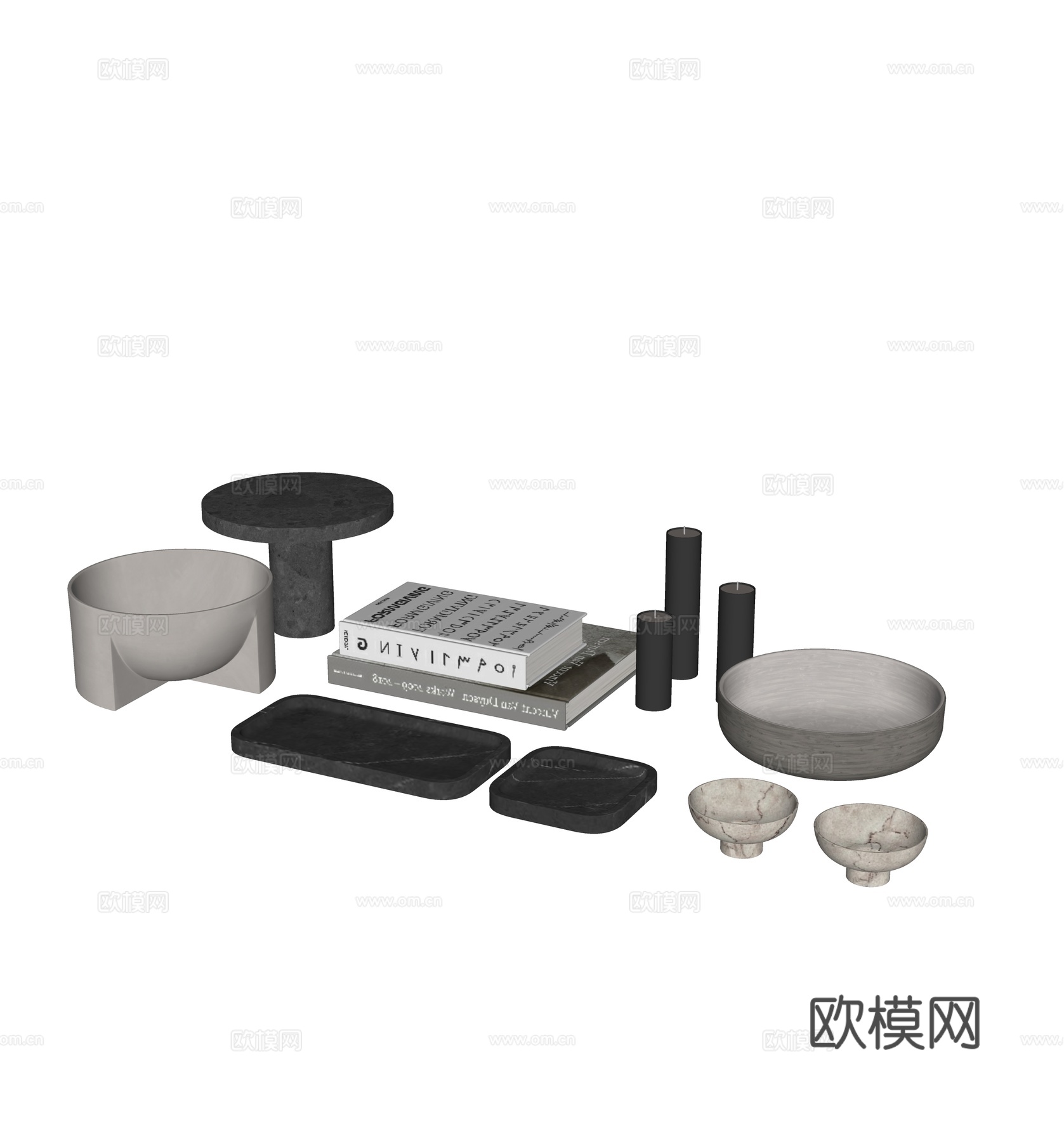 现代桌面饰品摆件组合su模型