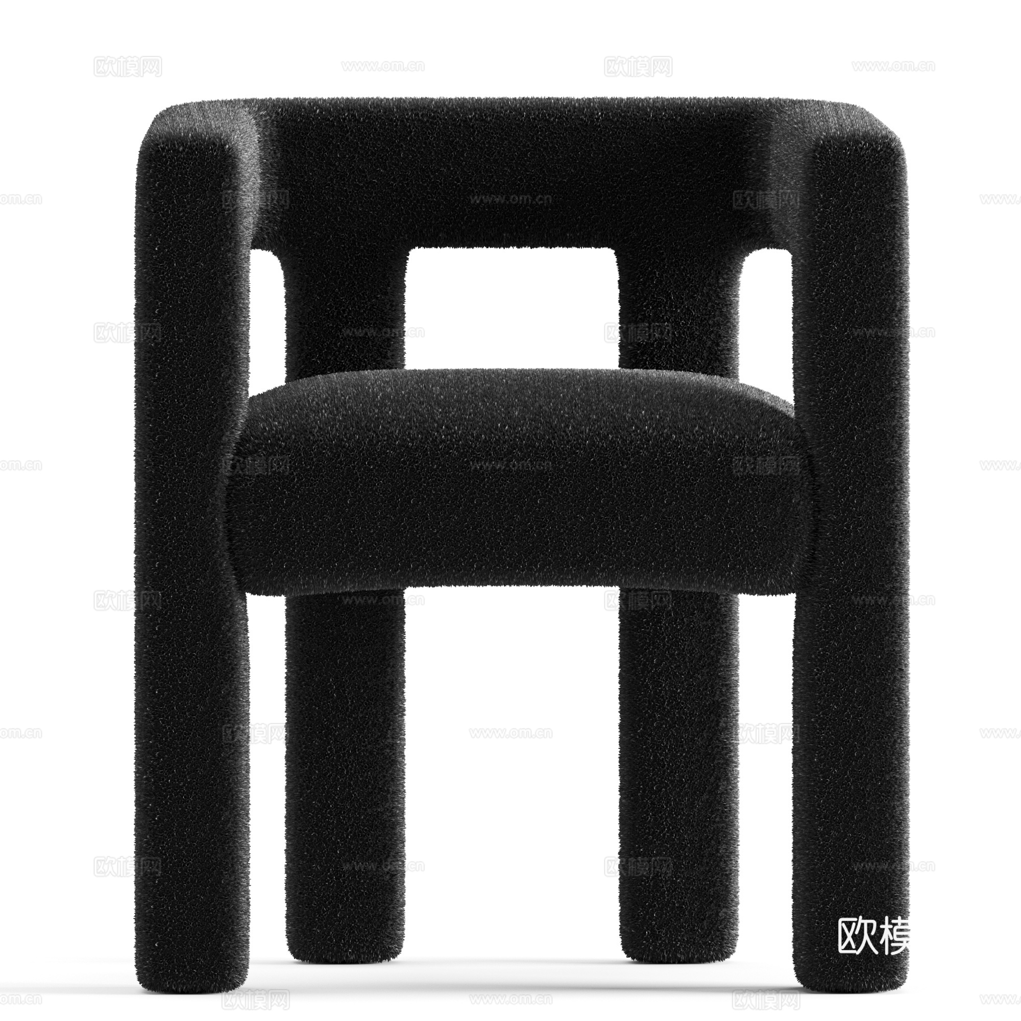 现代意式奶油风布艺扶手椅3d模型