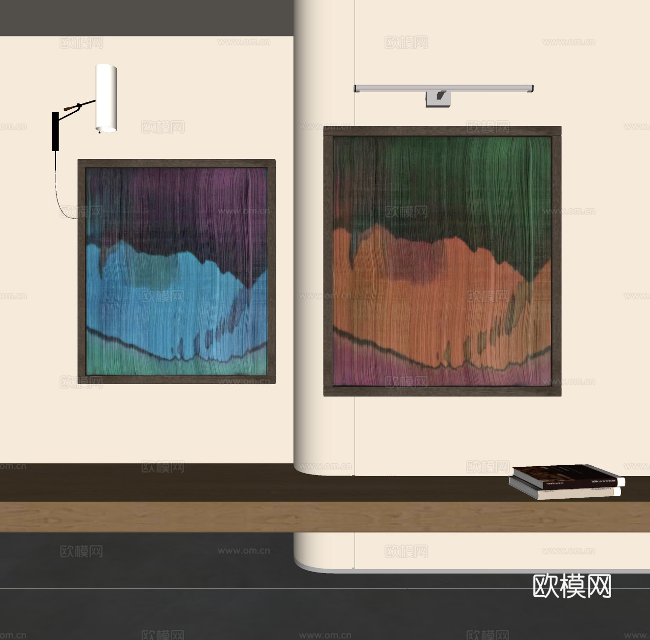 现代抽象挂画 抽象挂画组合 客厅挂画 玄关挂画 肌理画su模型