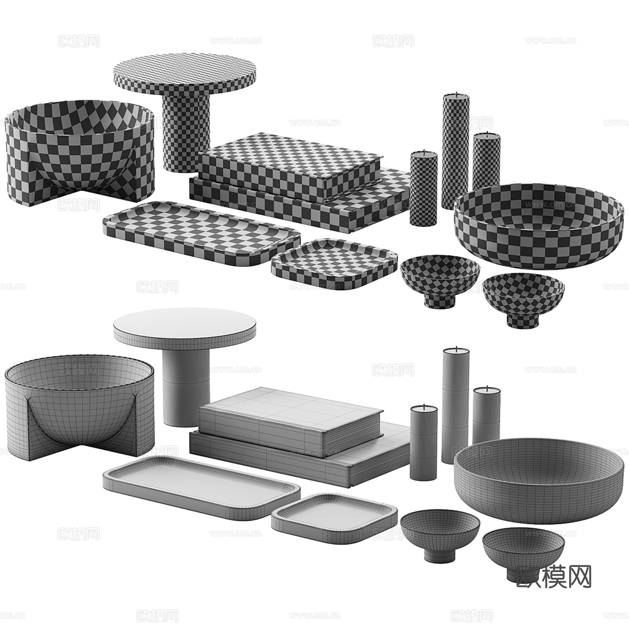 现代桌面饰品摆件组合su模型
