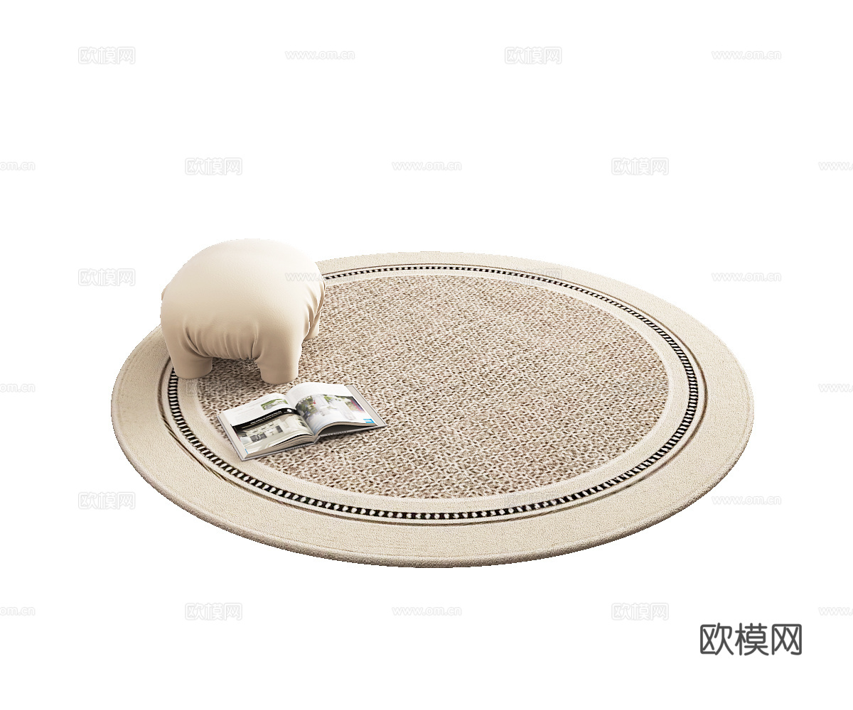 现代年轮花纹客厅卧室书房圆形地毯3d模型