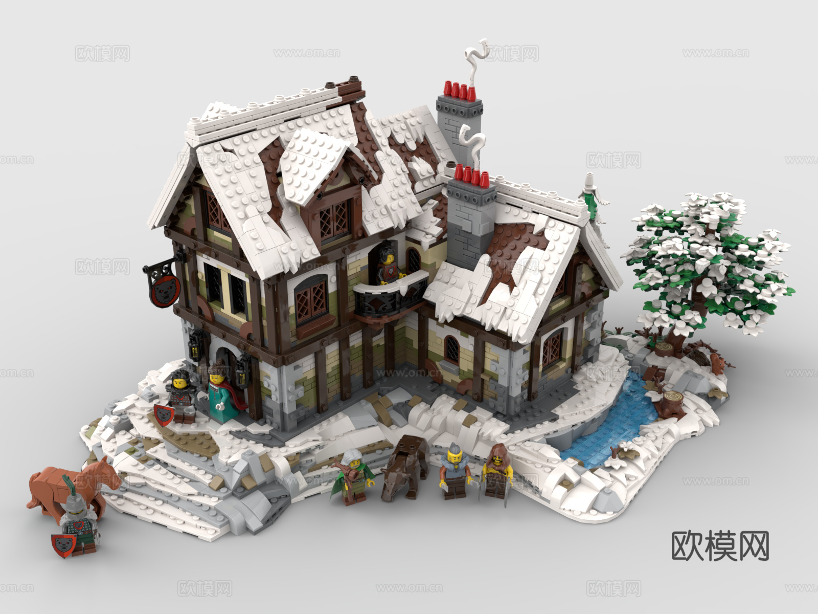 乐高 LEGO 玩具 积木 中世纪 小镇 房子 酒馆3d模型