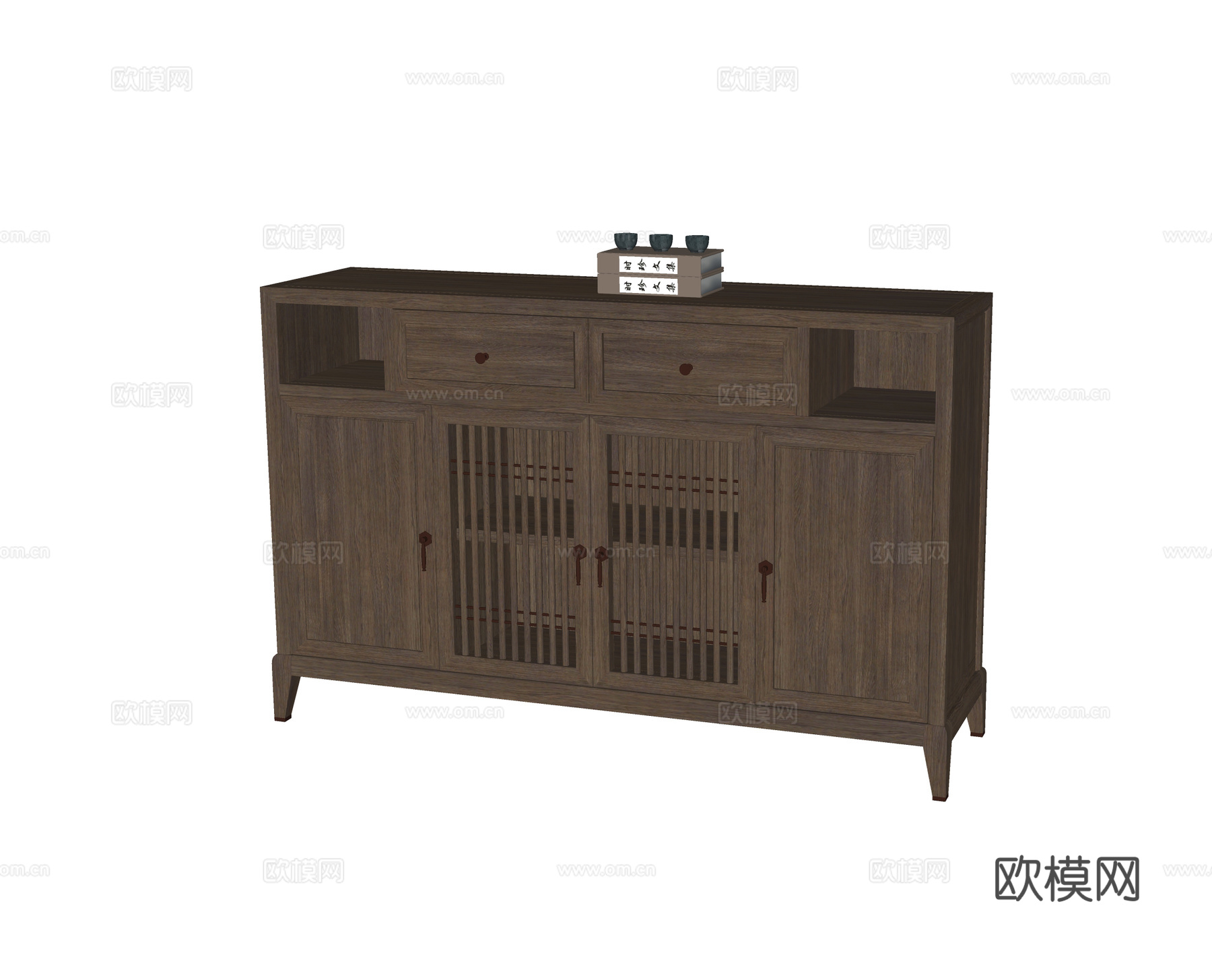 中式边柜 鞋柜su模型下载（渲染图2）