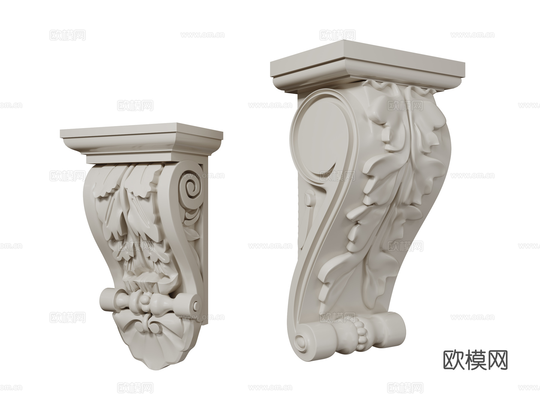 法式柱头 雕花柱头 罗马柱柱头 石膏柱头su模型下载（渲染图1）