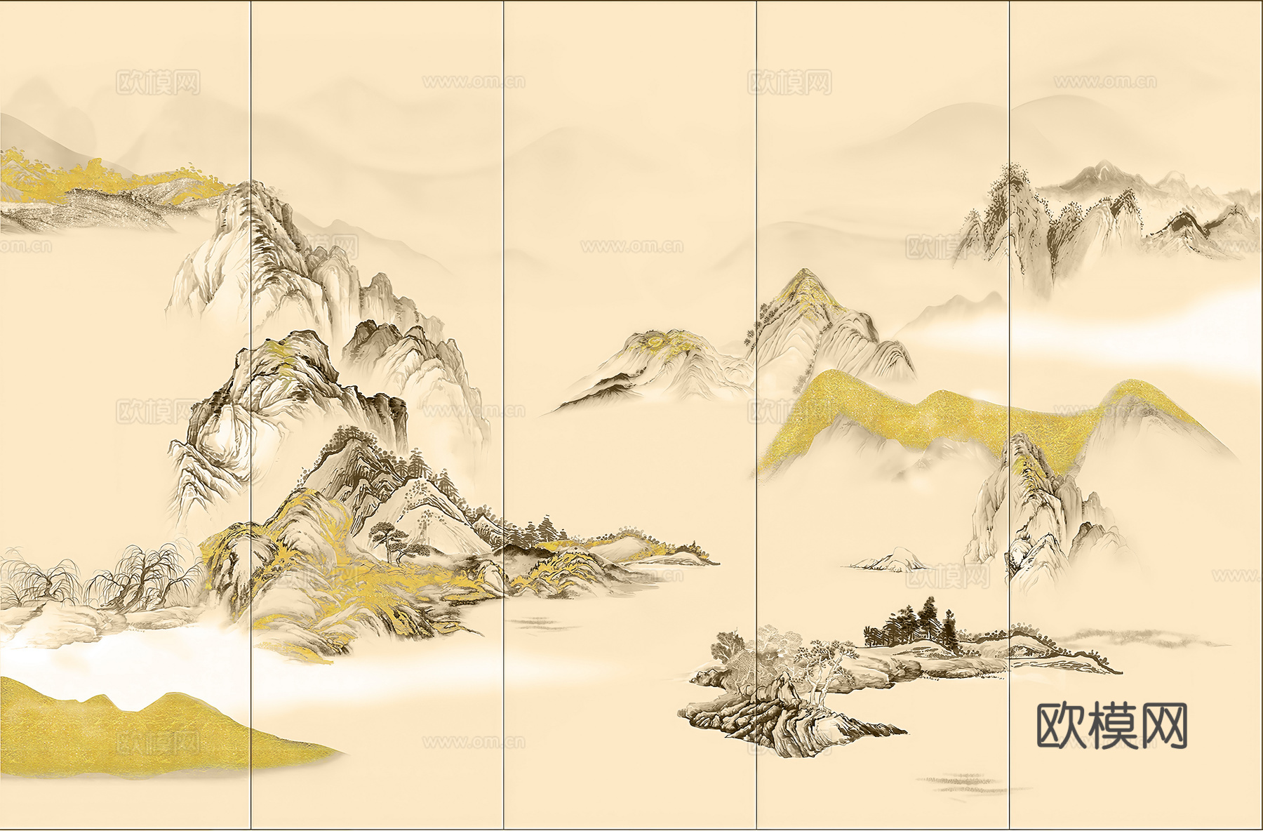 高清新中式楼阁线条肌理背景下载