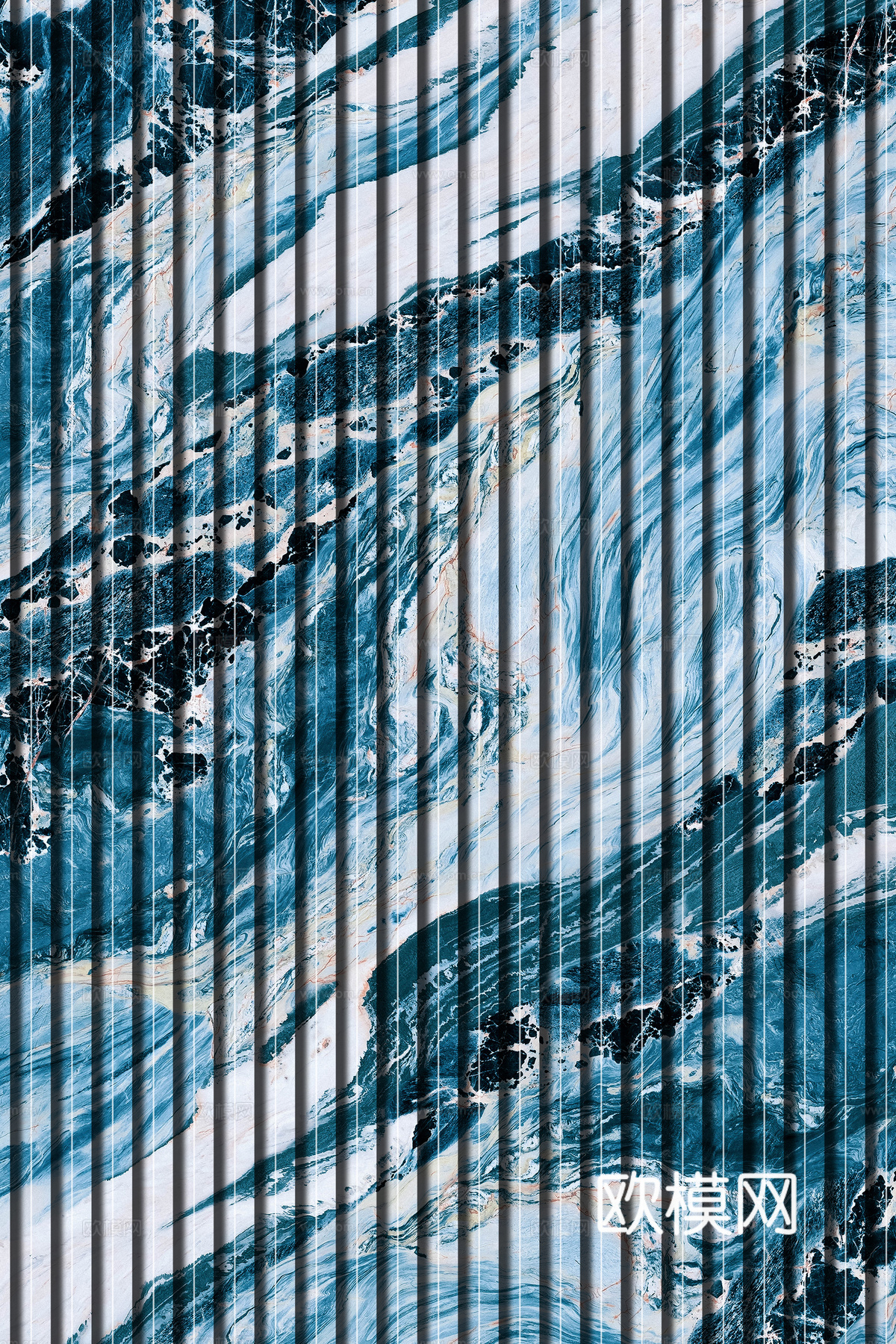 岩板石纹拉槽格栅长城板下载（渲染图8）