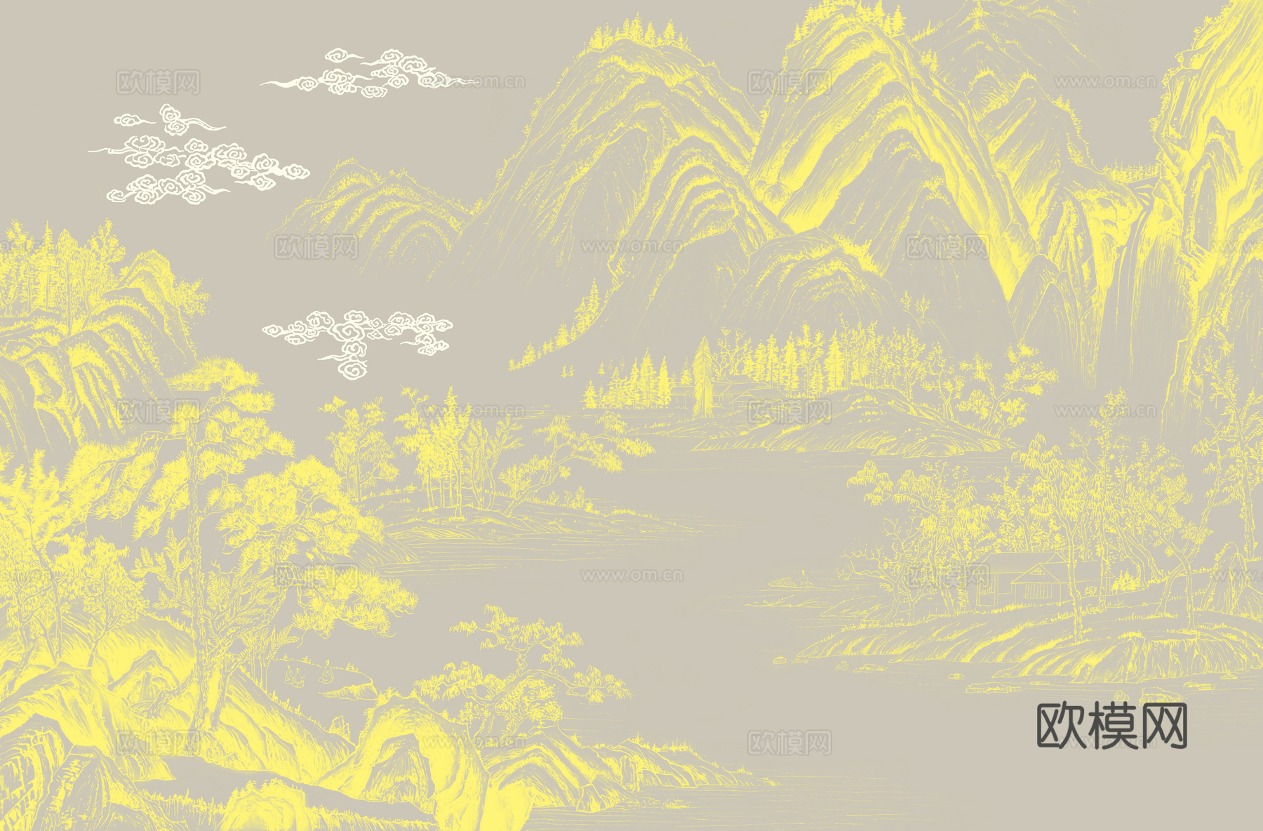 高清新中式楼阁线条肌理背景下载