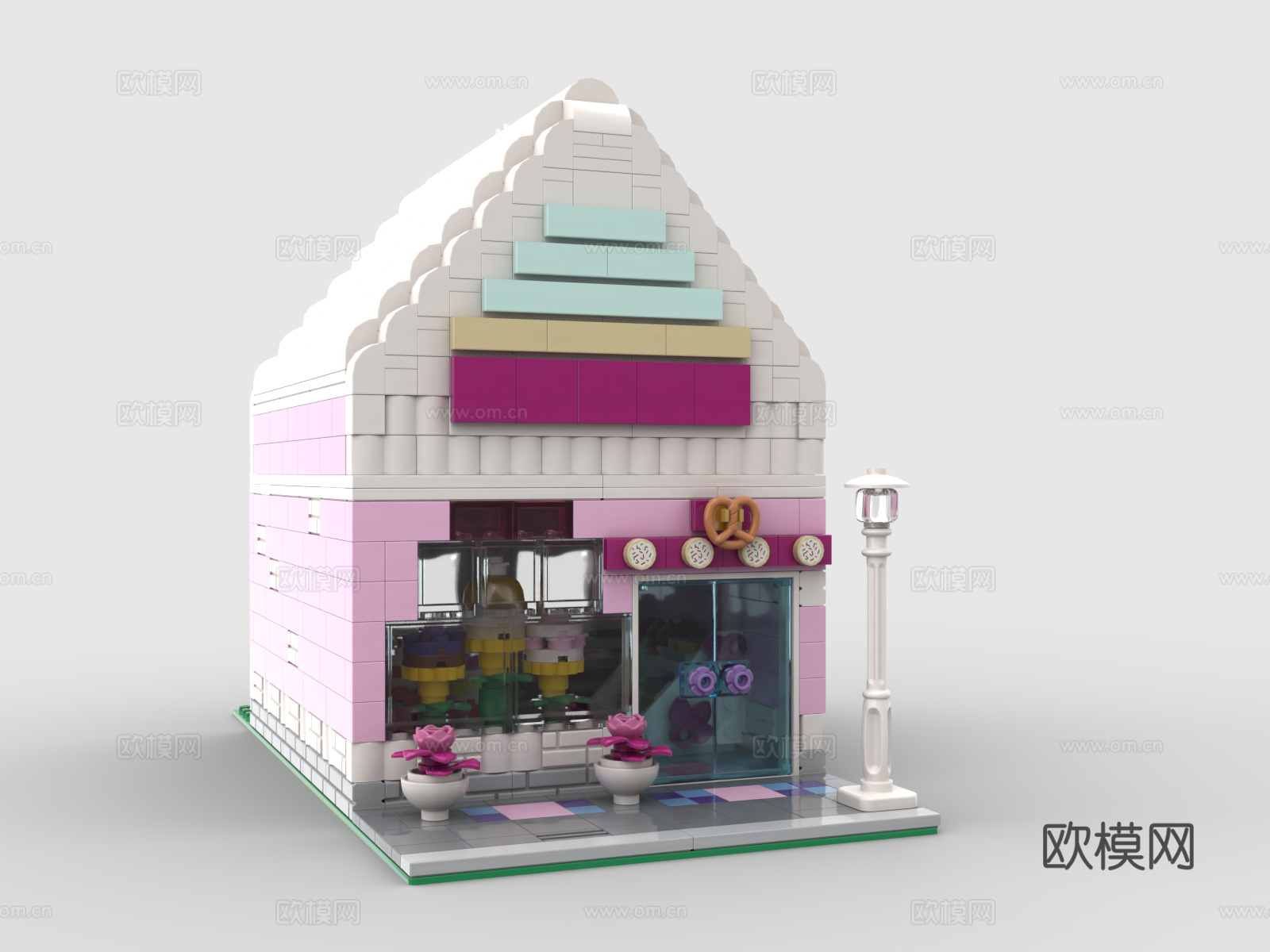 乐高 LEGO 玩具 积木 店铺 面包店 沿街商铺3d模型