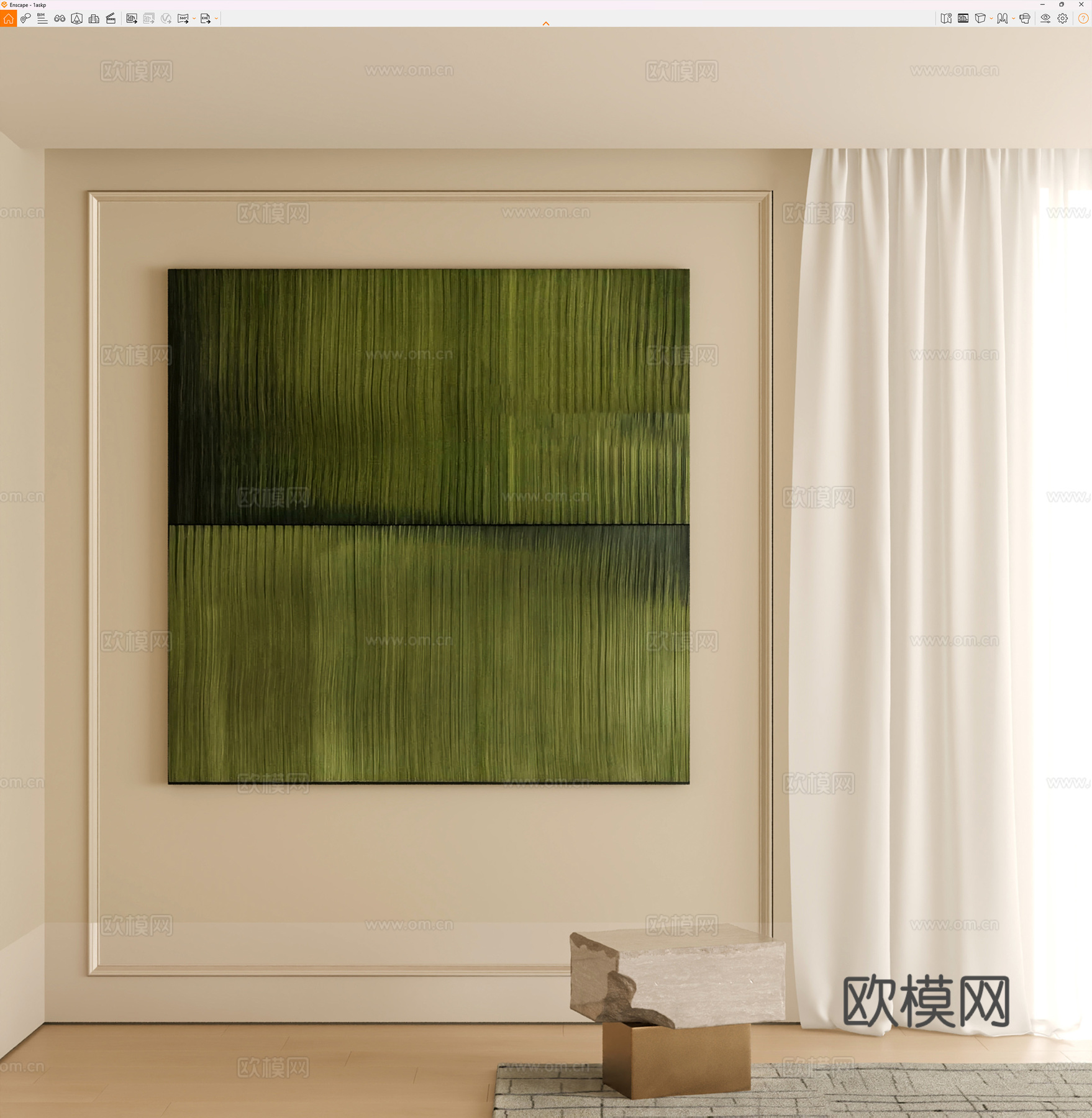 现代中古挂画 中古风挂画 复古挂画 玄关挂画 书房挂画 油画su模型