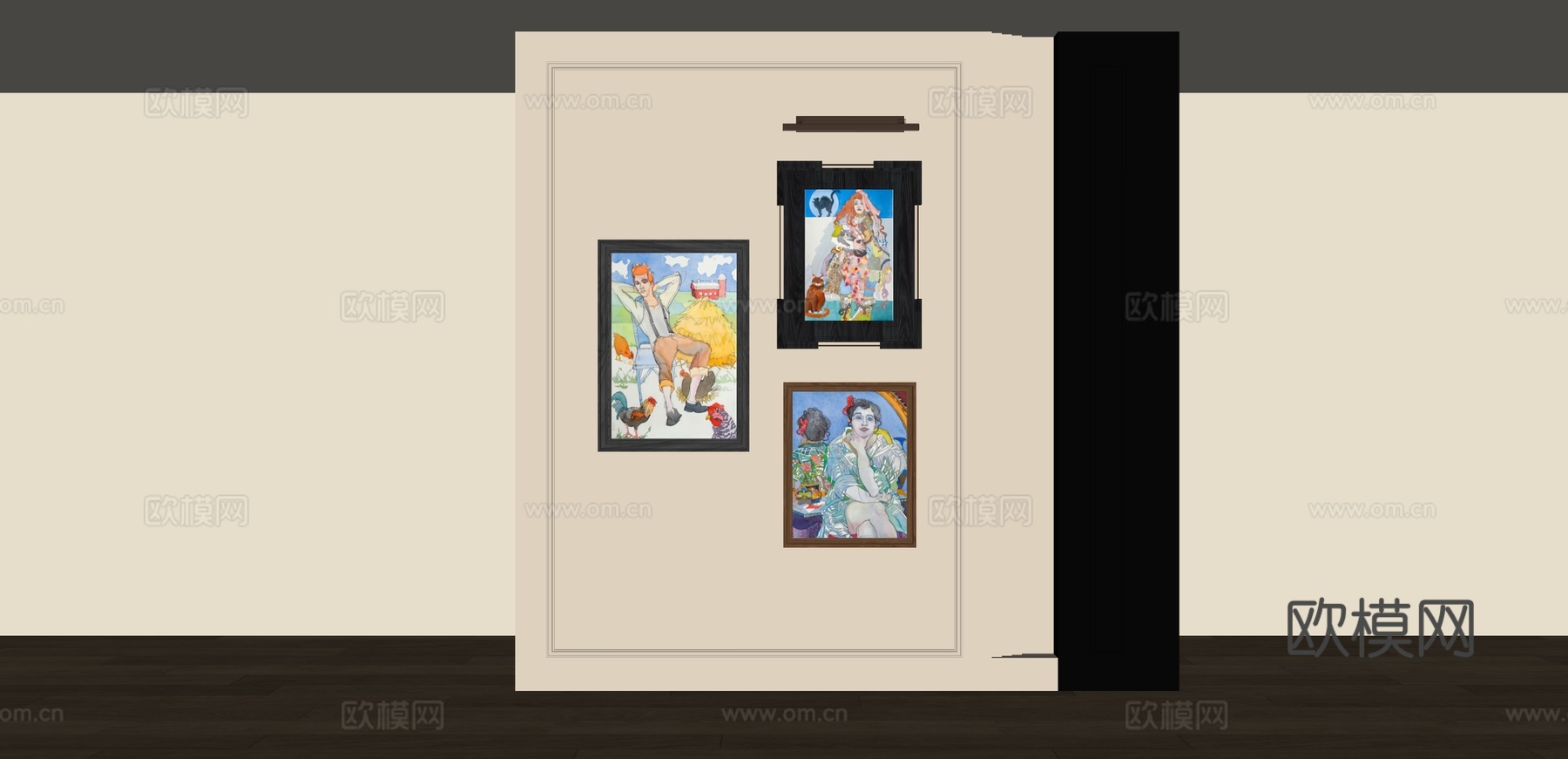 中古风装饰画su模型