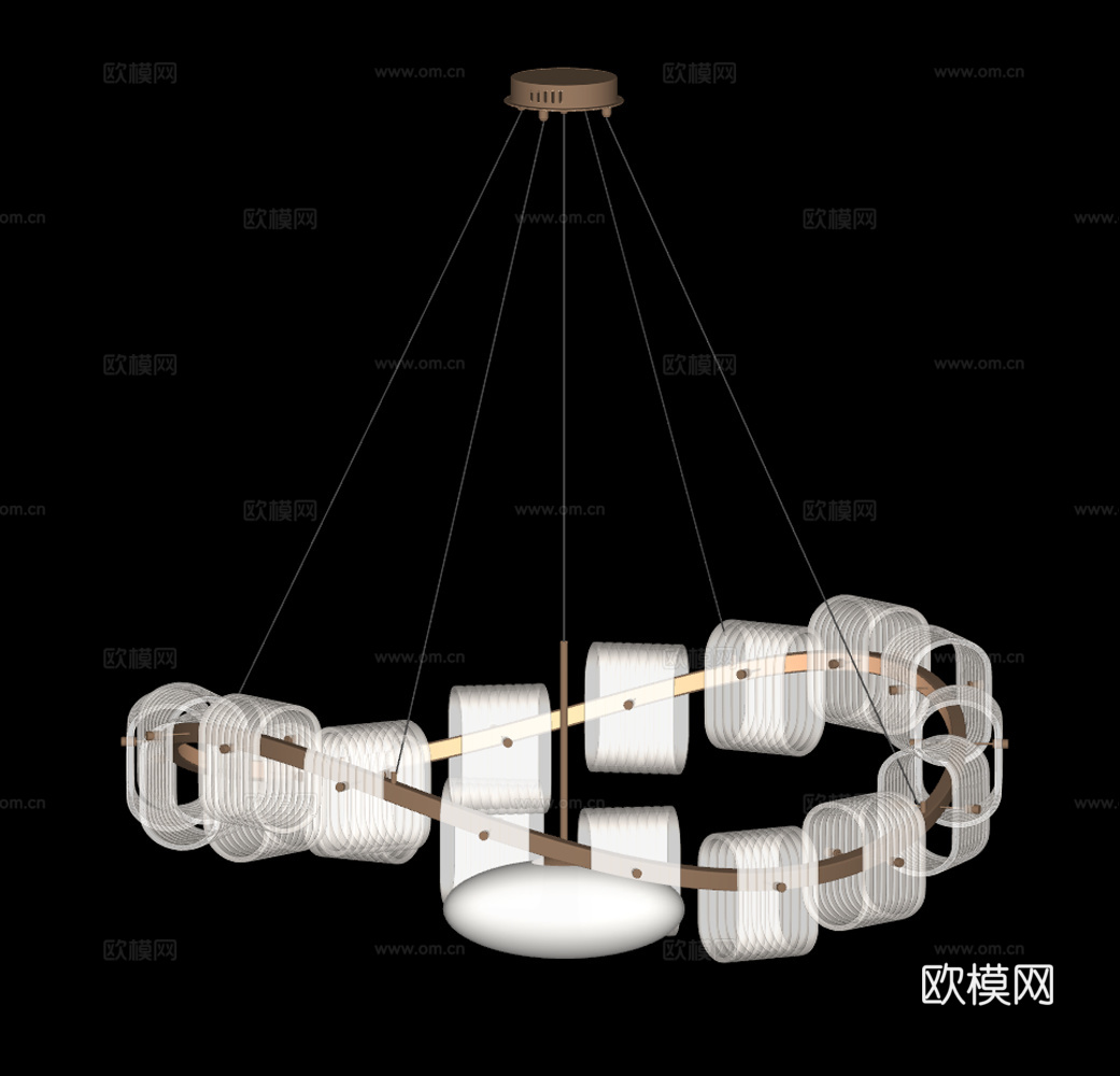 现代轻奢吊灯 环形吊灯  客厅吊灯   装饰吊灯su模型