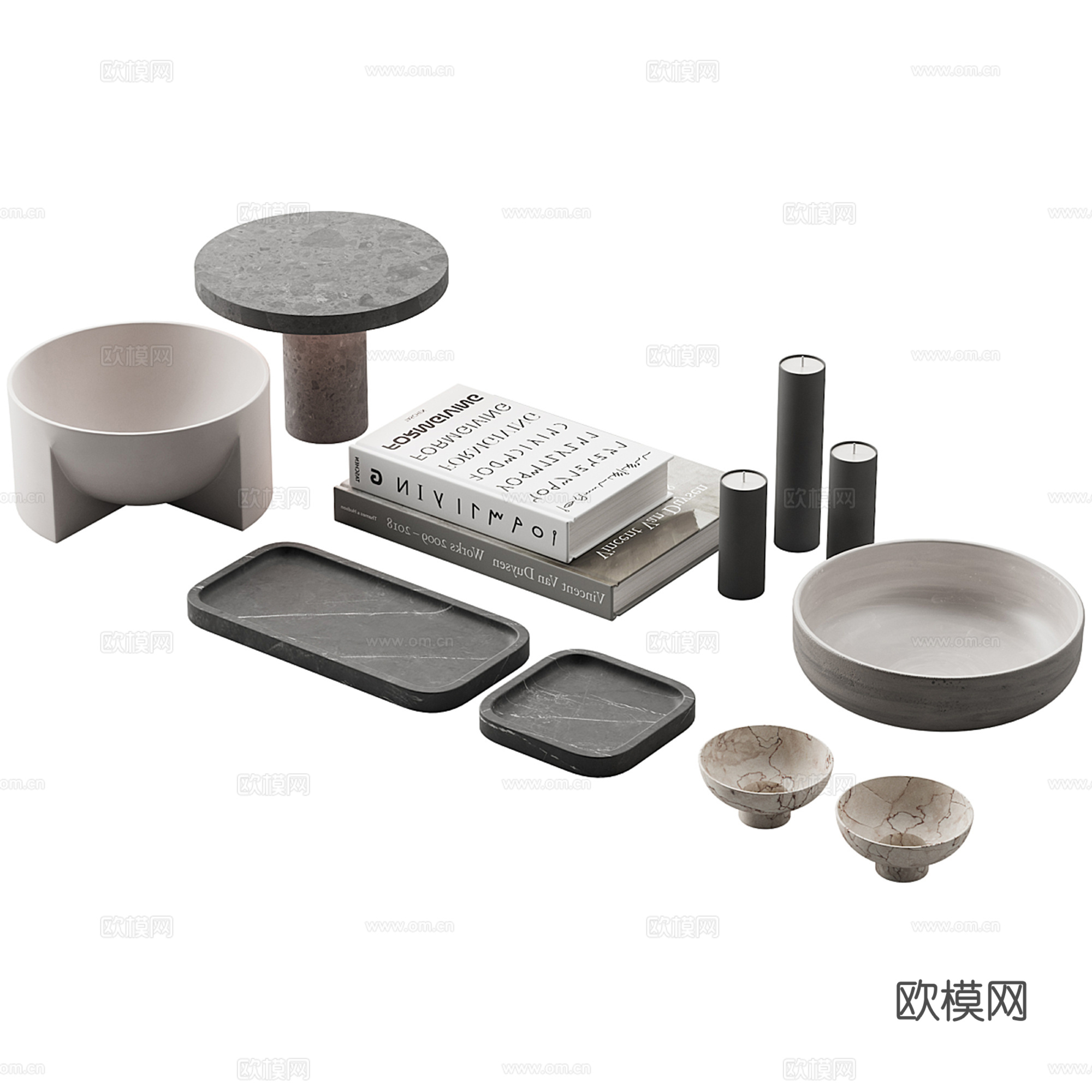 现代桌面饰品摆件组合su模型