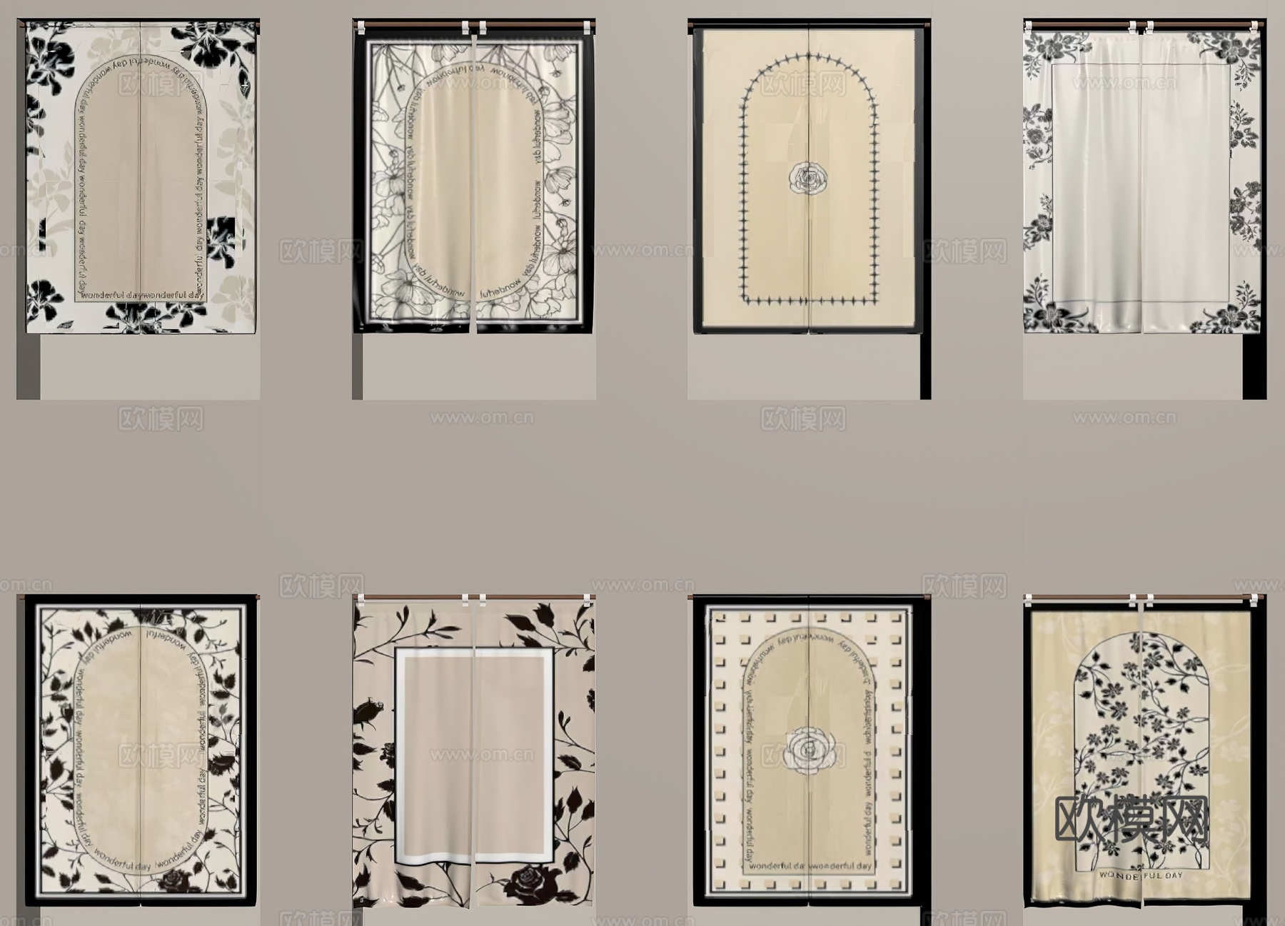 法式门帘su模型