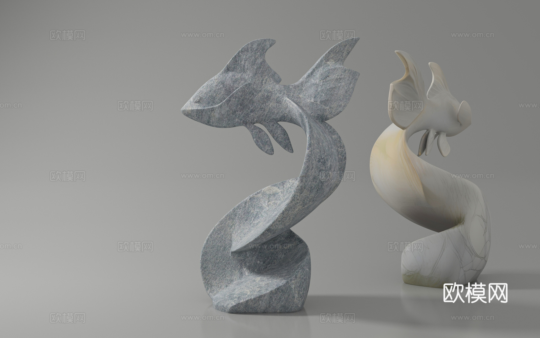 艺术装置 鲤鱼雕塑 雕像 石雕 雕刻 景观 摆件 道具 美陈3d模型