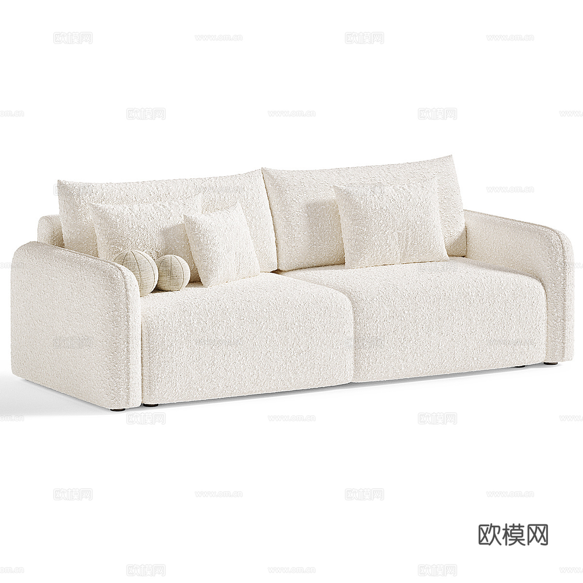 现代奶油风布艺休闲沙发3d模型