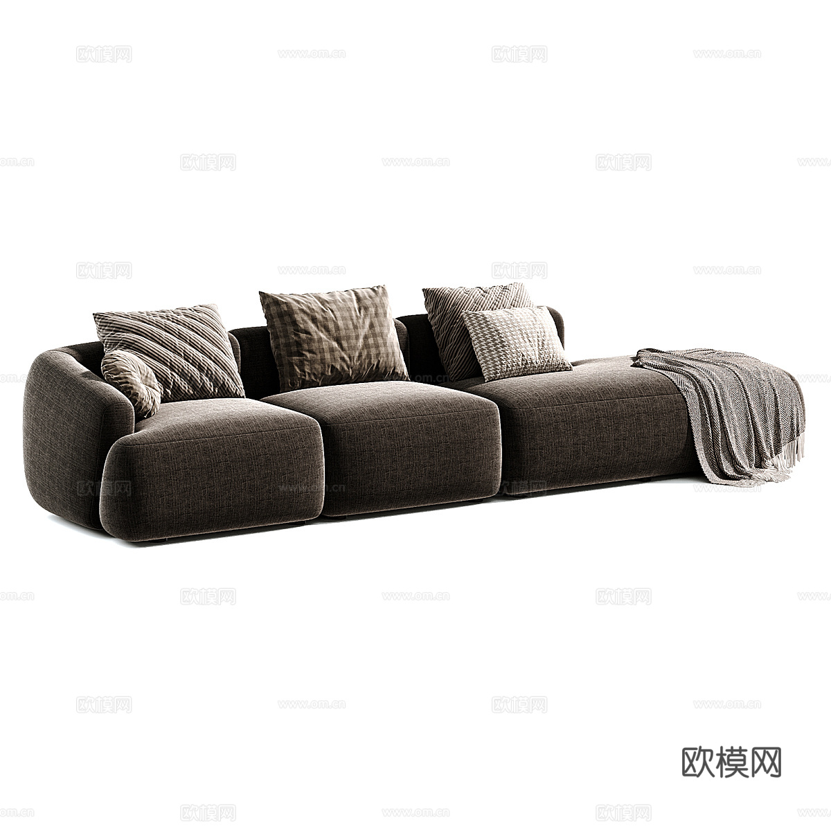 现代奶油风布艺休闲沙发3d模型