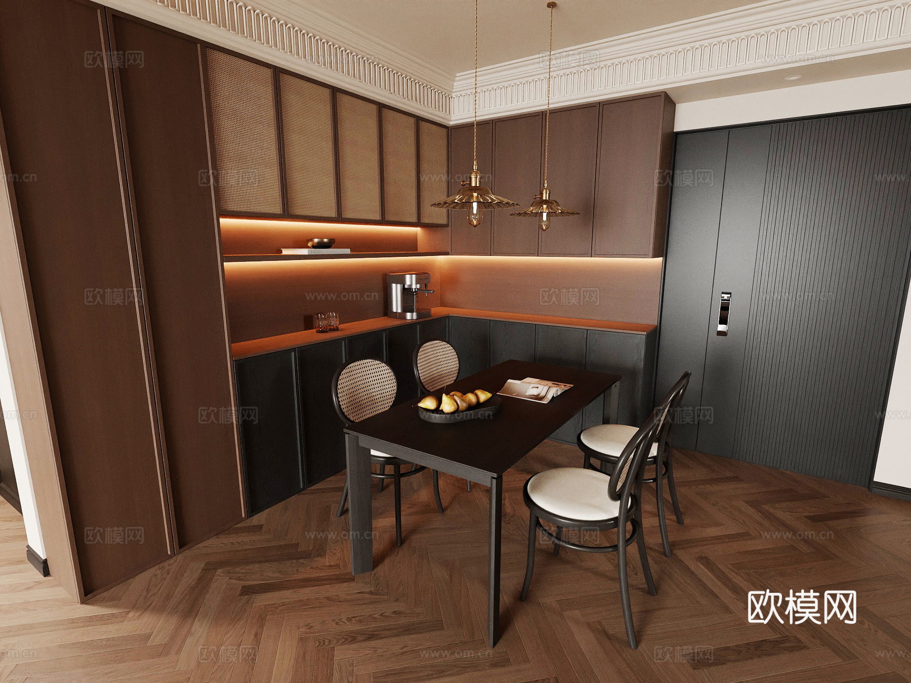 家装 餐厅 餐边柜 餐桌椅组合3d模型