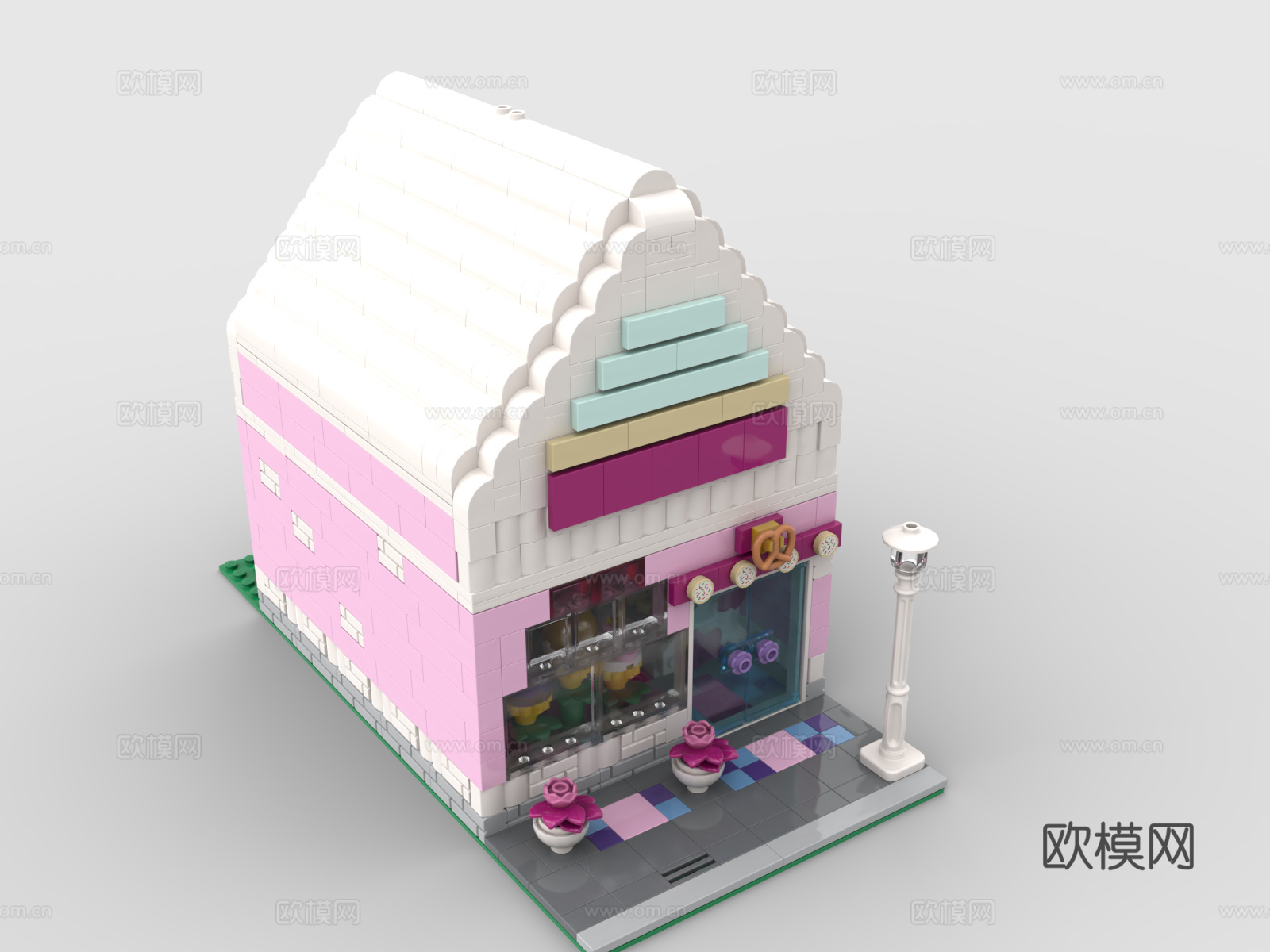 乐高 LEGO 玩具 积木 店铺 面包店 沿街商铺3d模型