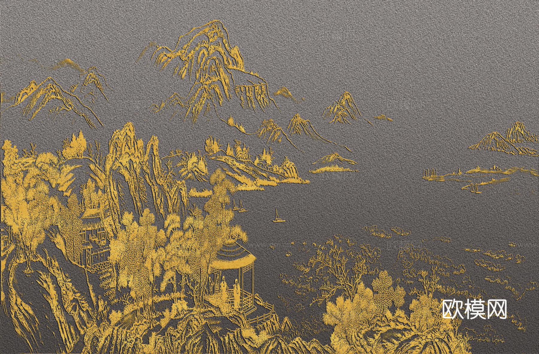 高清新中式楼阁线条肌理背景下载