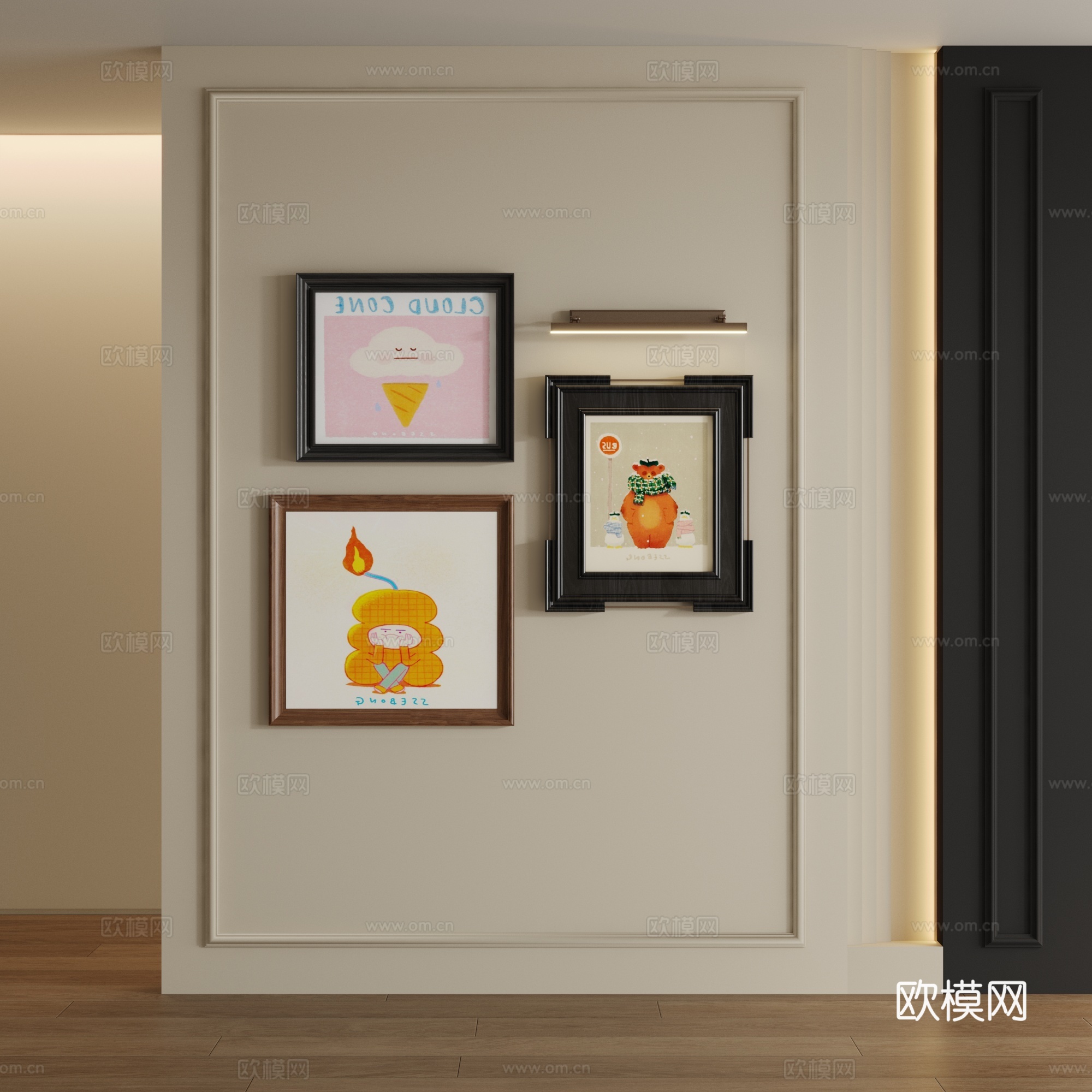 中古风装饰画su模型