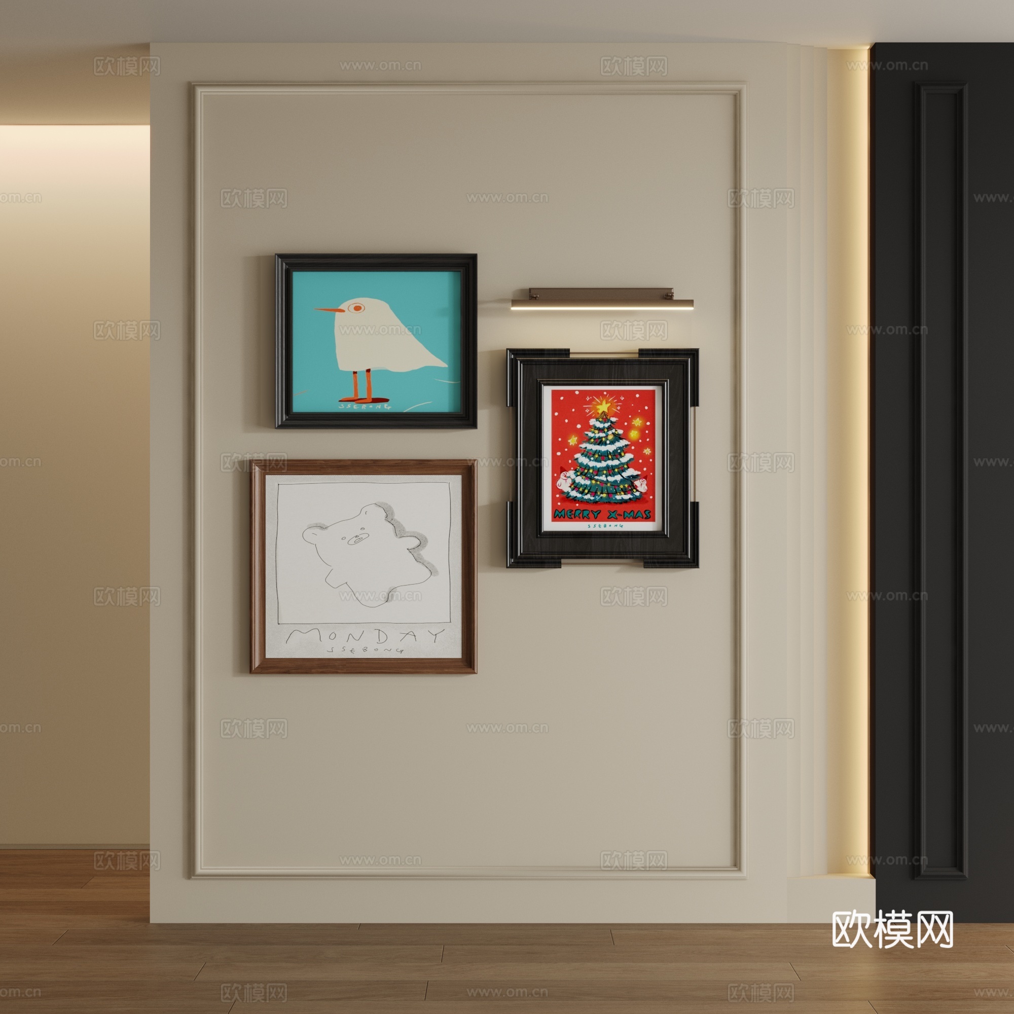 中古风装饰画su模型