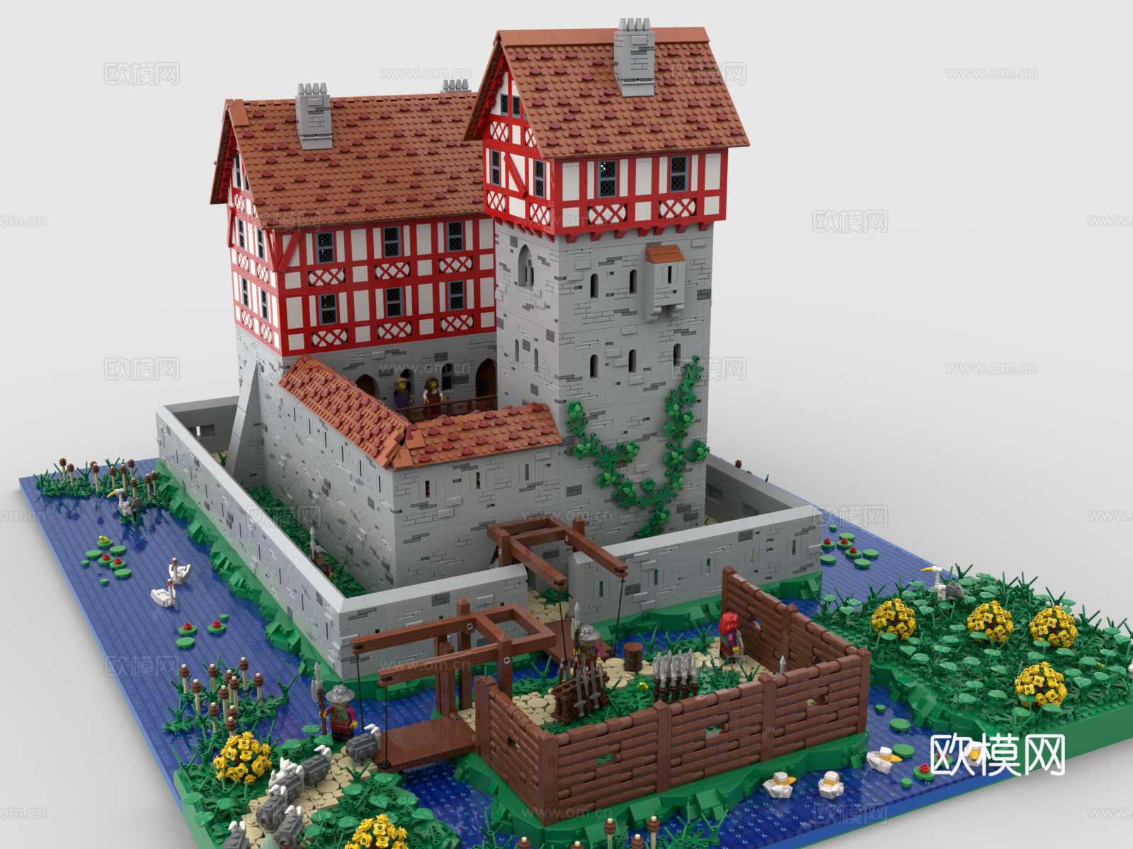 乐高 LEGO 玩具 积木 欧洲 中世纪 城堡3d模型下载（渲染图3）
