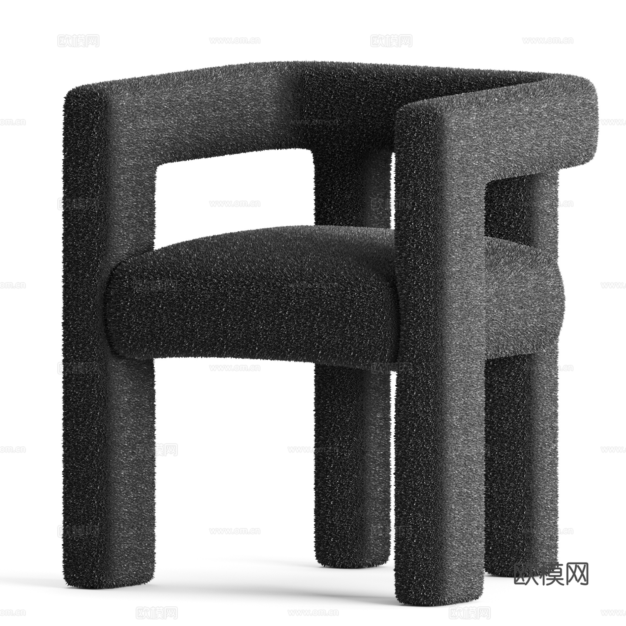 现代意式奶油风布艺扶手椅3d模型