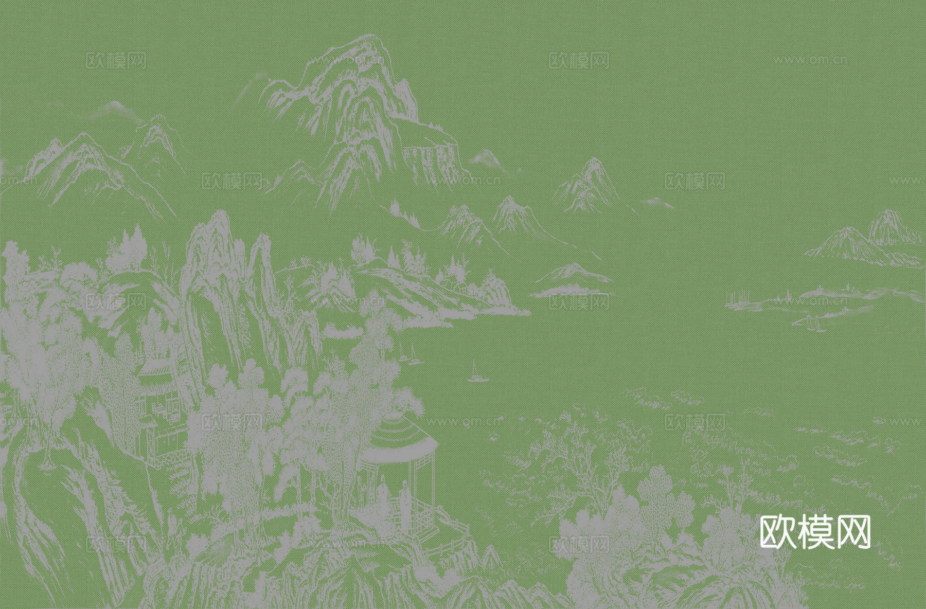 高清新中式楼阁线条肌理背景