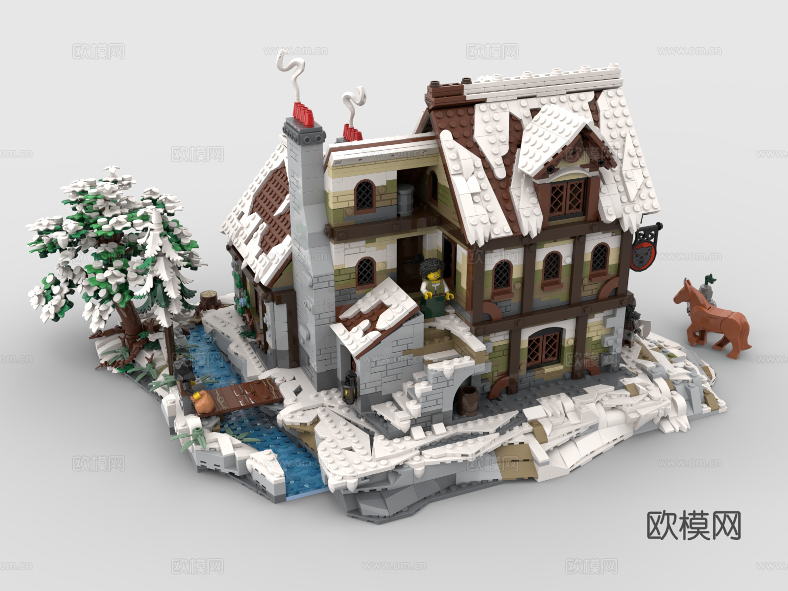乐高 LEGO 玩具 积木 中世纪 小镇 房子 酒馆3d模型