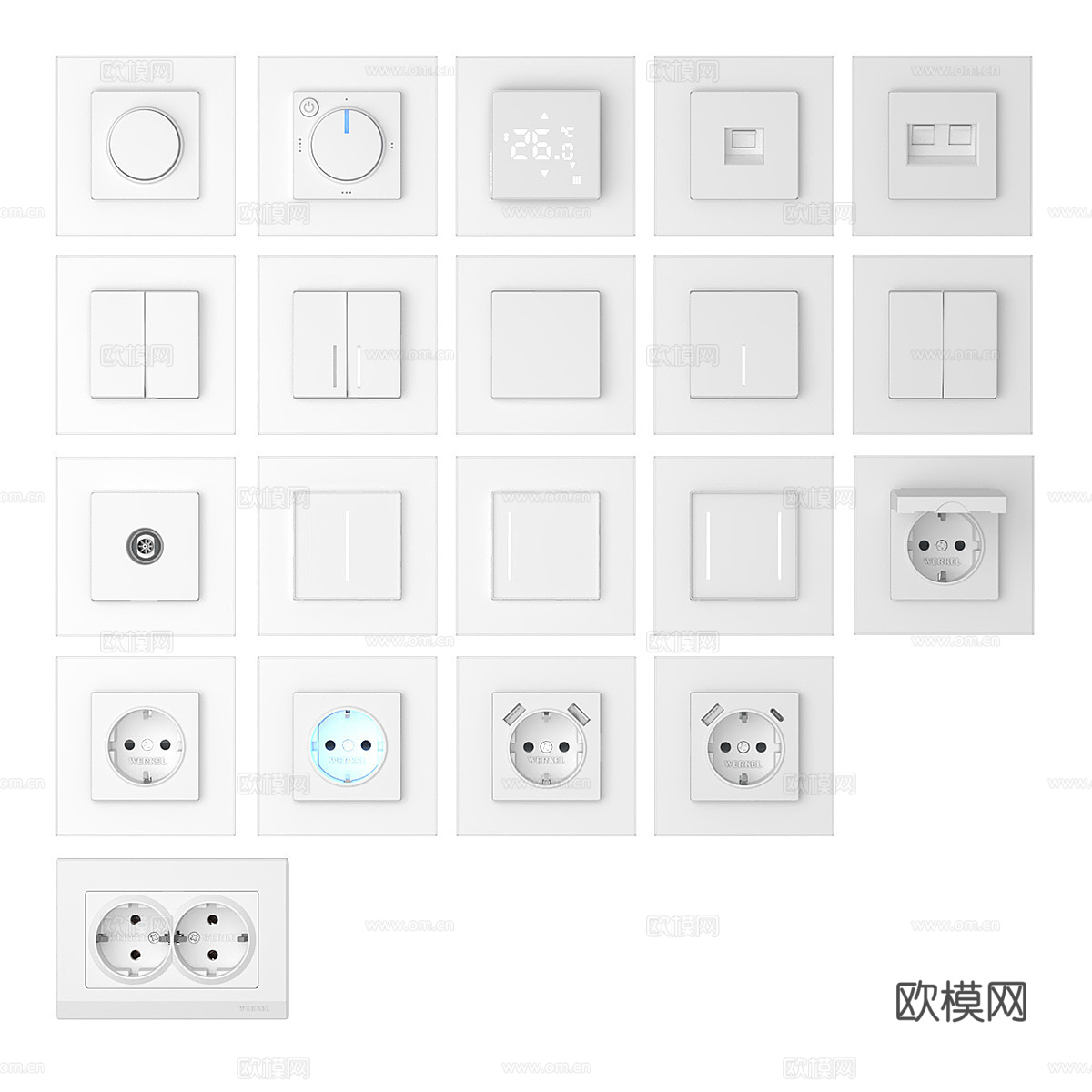 现代简约开关插座 插座 简约开关插座3d模型