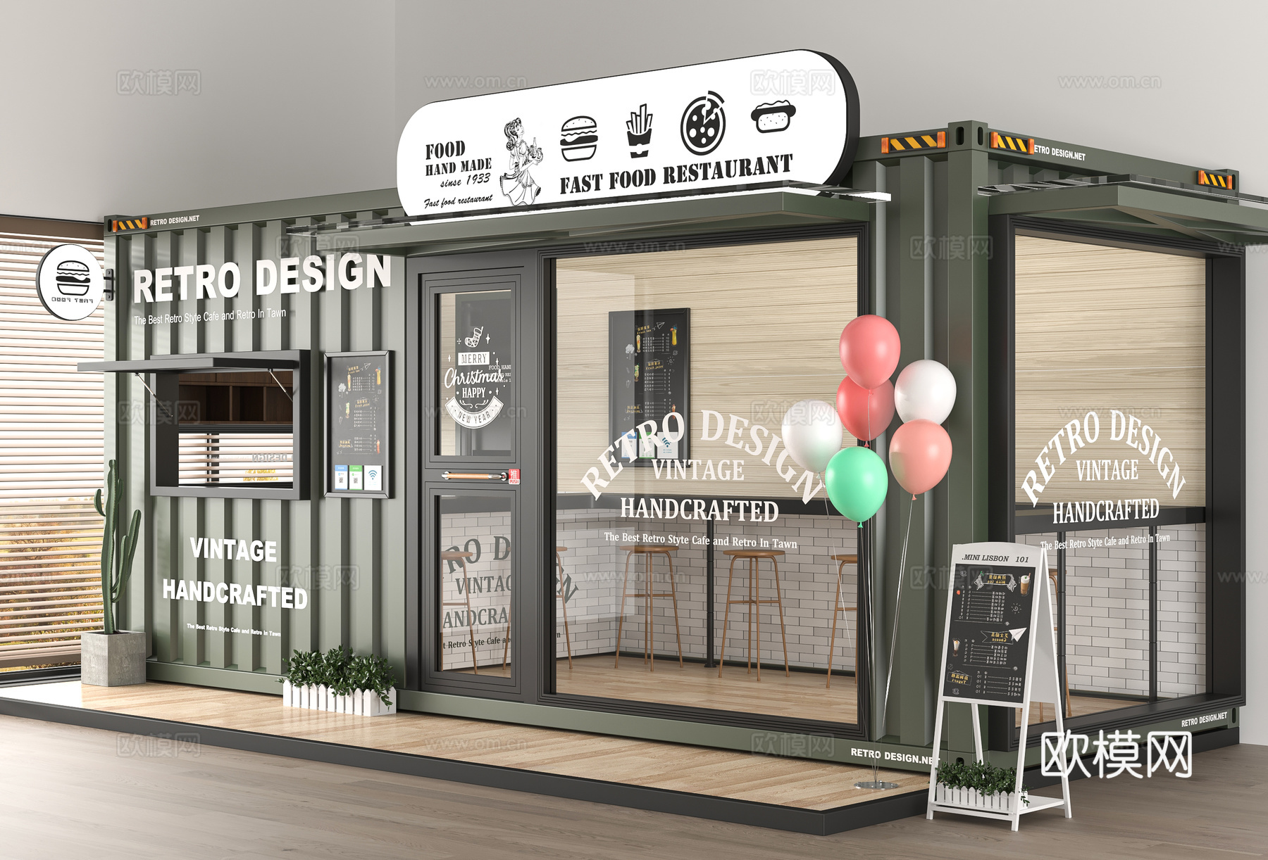 现代工业风奶茶店3d模型