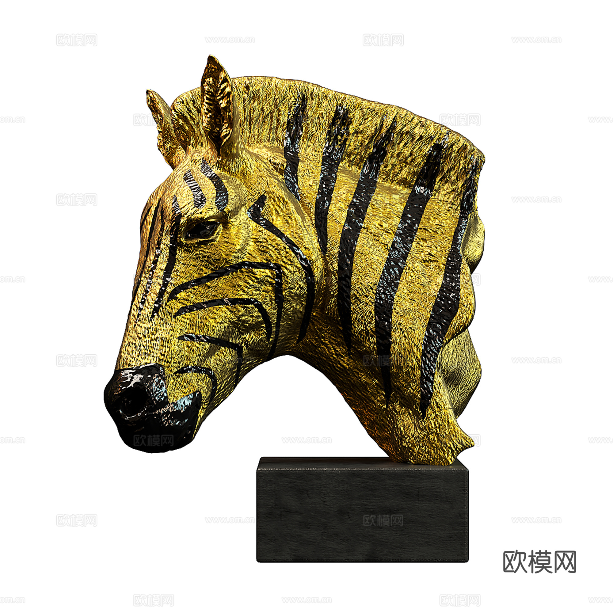 现代斑马像雕塑摆件su模型