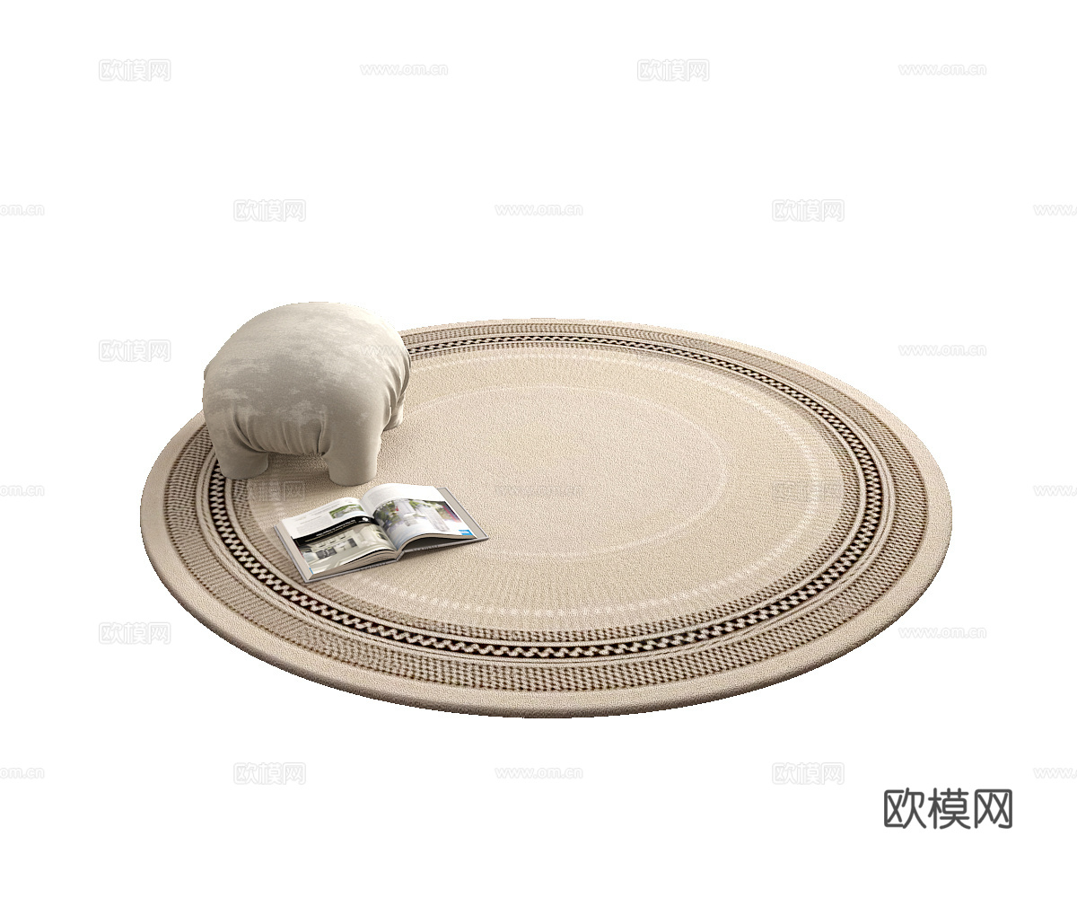 现代年轮花纹客厅卧室书房圆形地毯3d模型