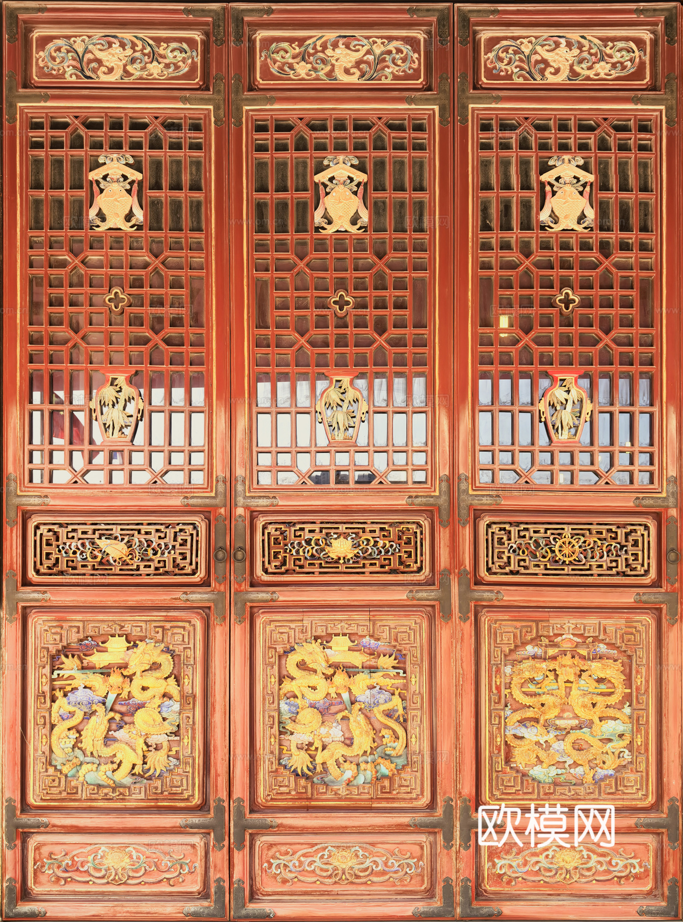 中式复古雕花门 雕花窗 古建门窗 古建民宿门 木雕门窗
