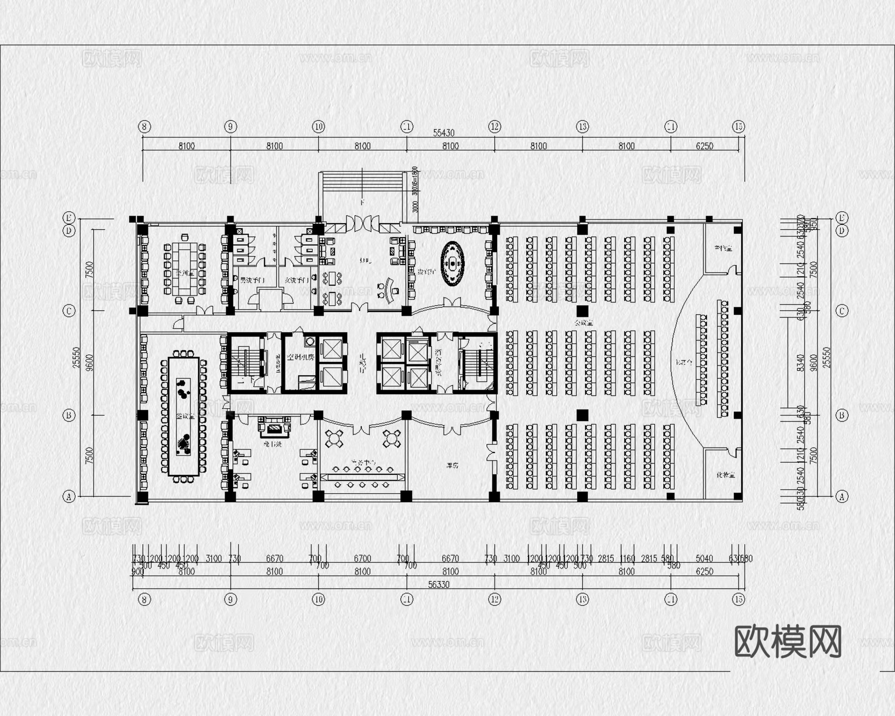 会议室 报告厅 多功能会议室 大会议室cad施工图